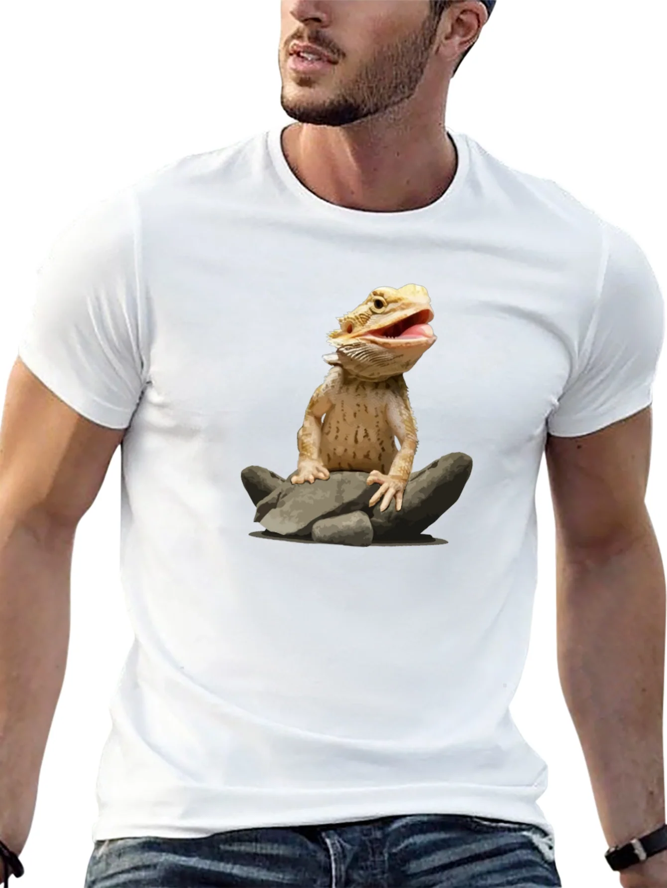Bearded Dragon on Rocks Graphic T-Shirt