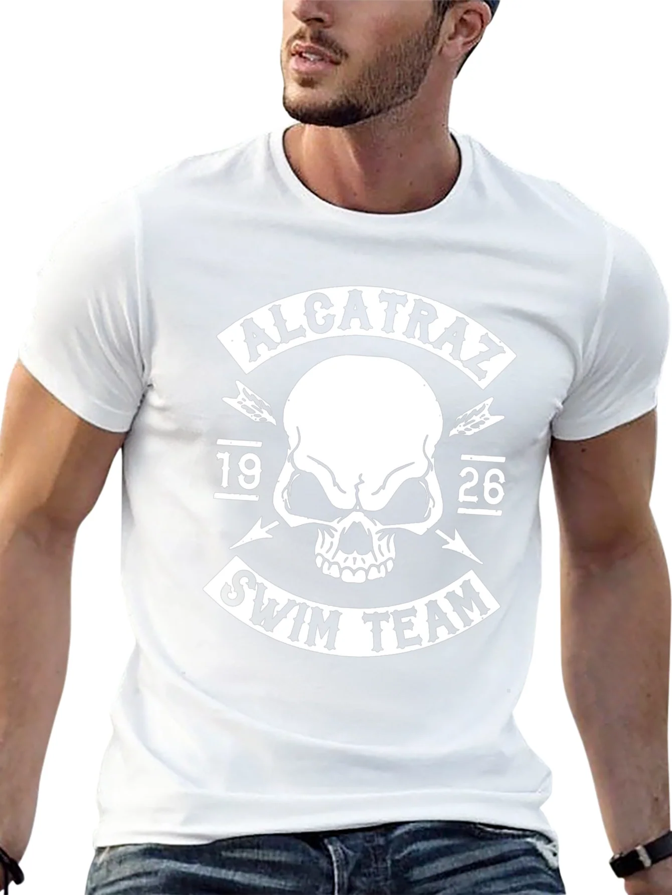 Alcatraz Swim Team Black T-Shirt - Skull Graphic