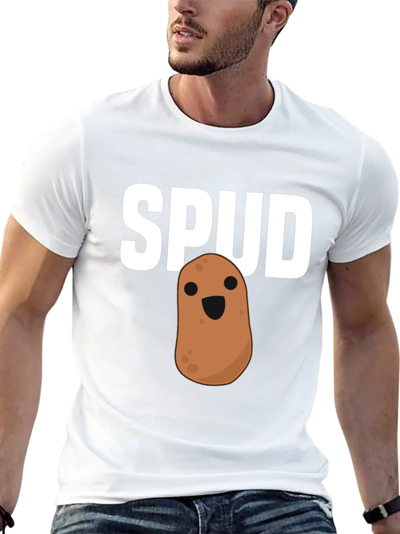 Funny Spud Potato Graphic Black T-Shirt