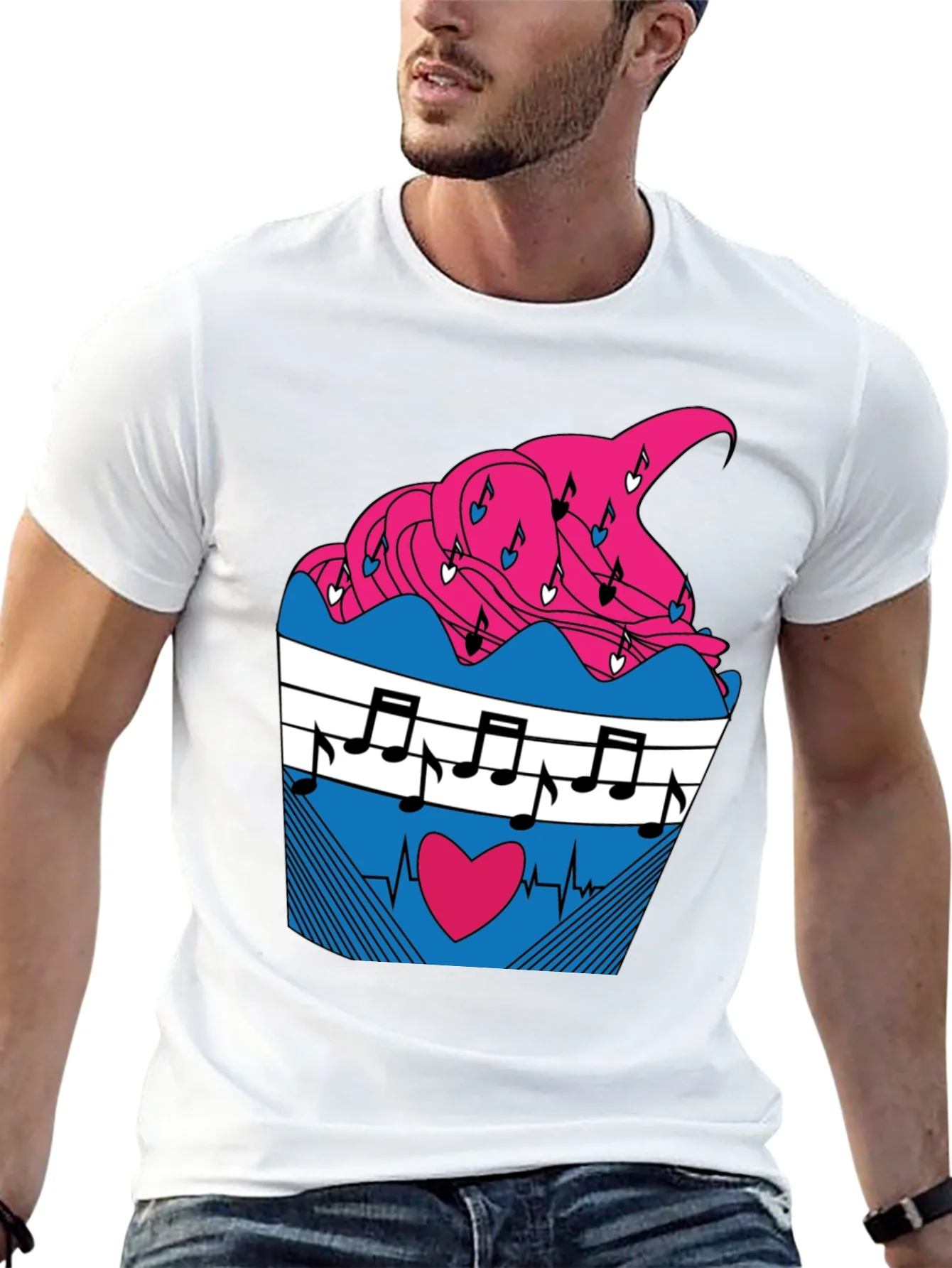Music Heartbeat Cupcake Graphic Tee