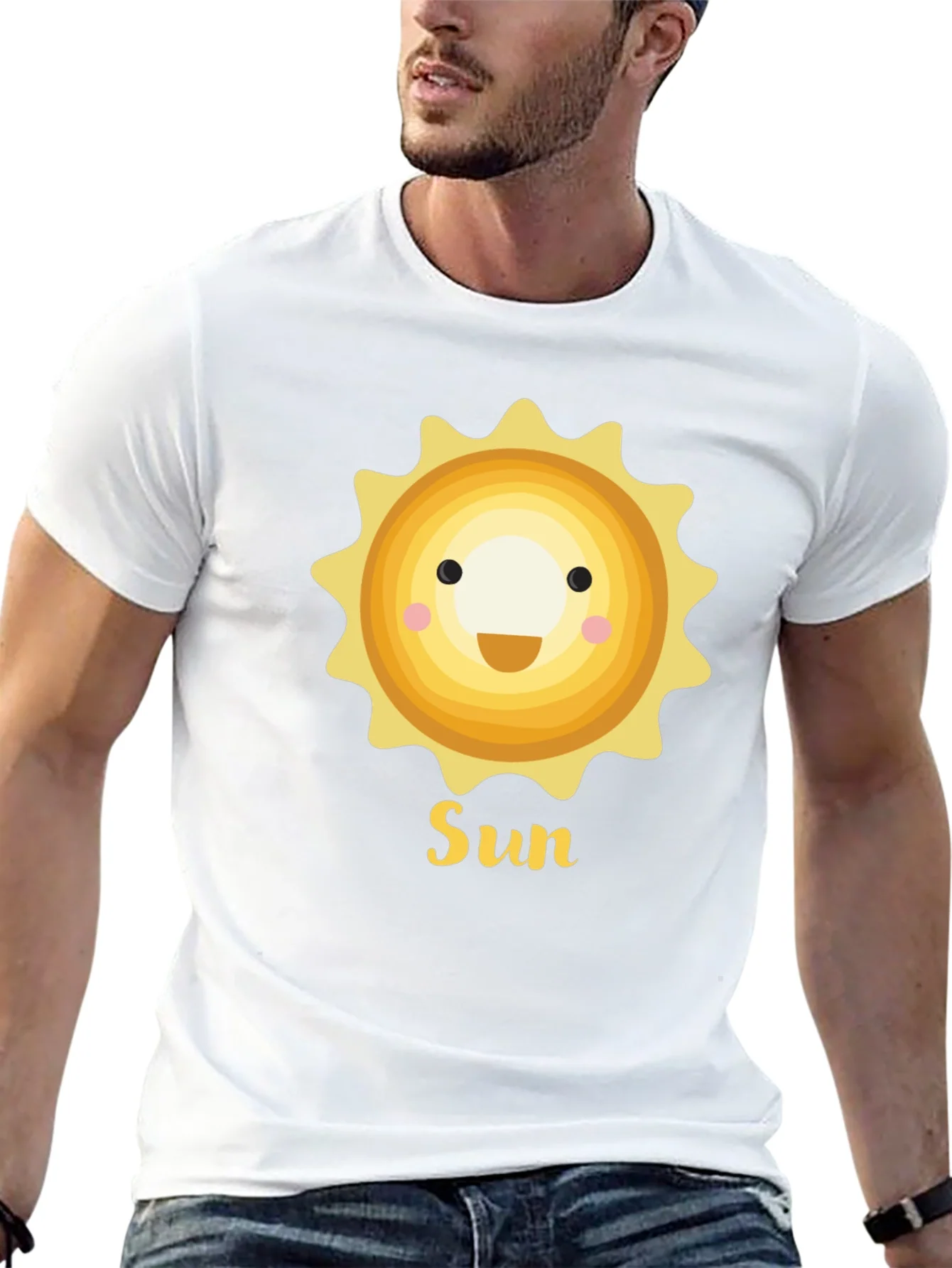 Smiling Sun Graphic T-Shirt - Black Crew Neck
