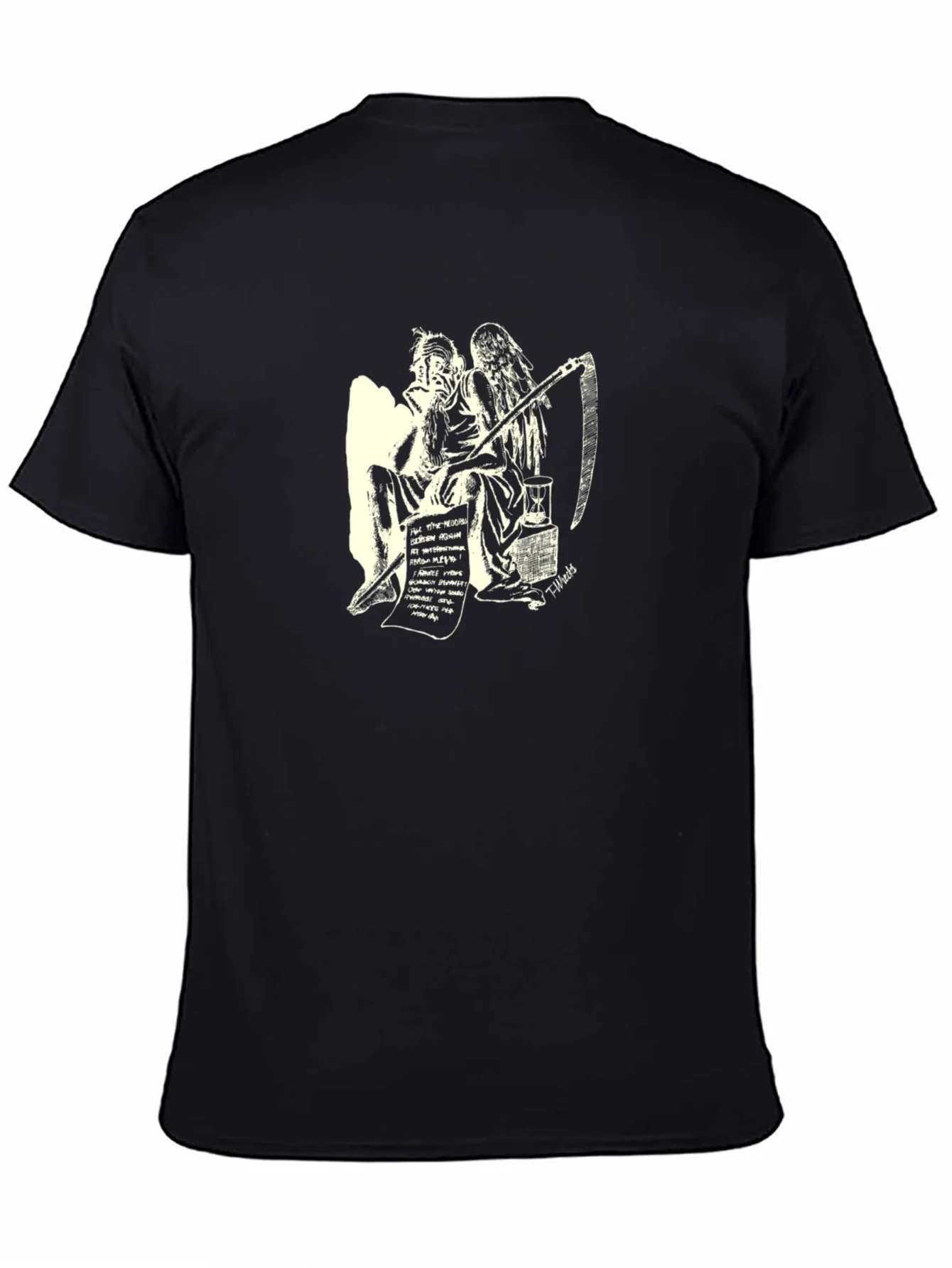 Philosophical Grim Reaper Graphic Tee - Black Cotton T-Shirt