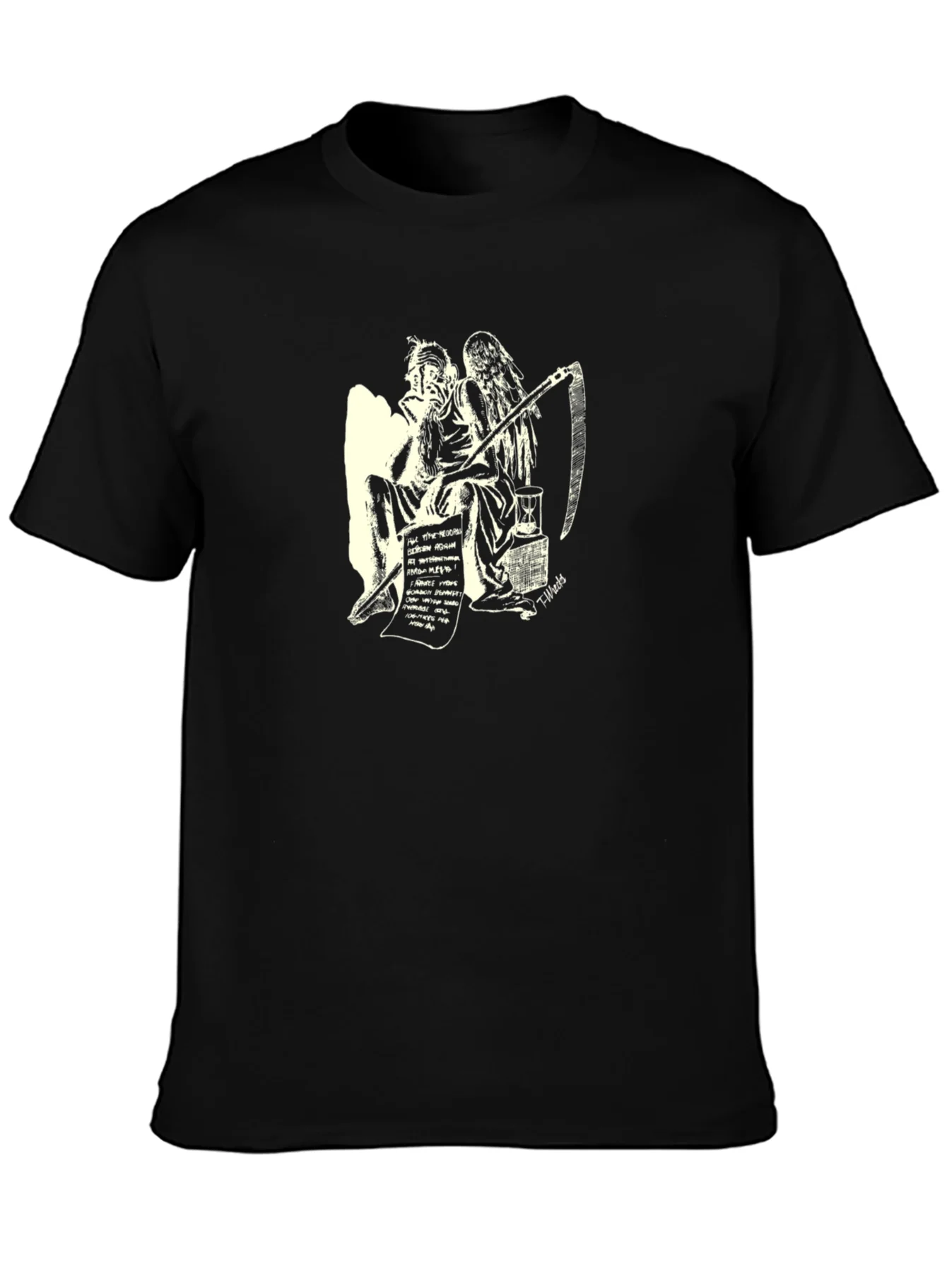 Philosophical Grim Reaper Graphic Tee - Black Cotton T-Shirt