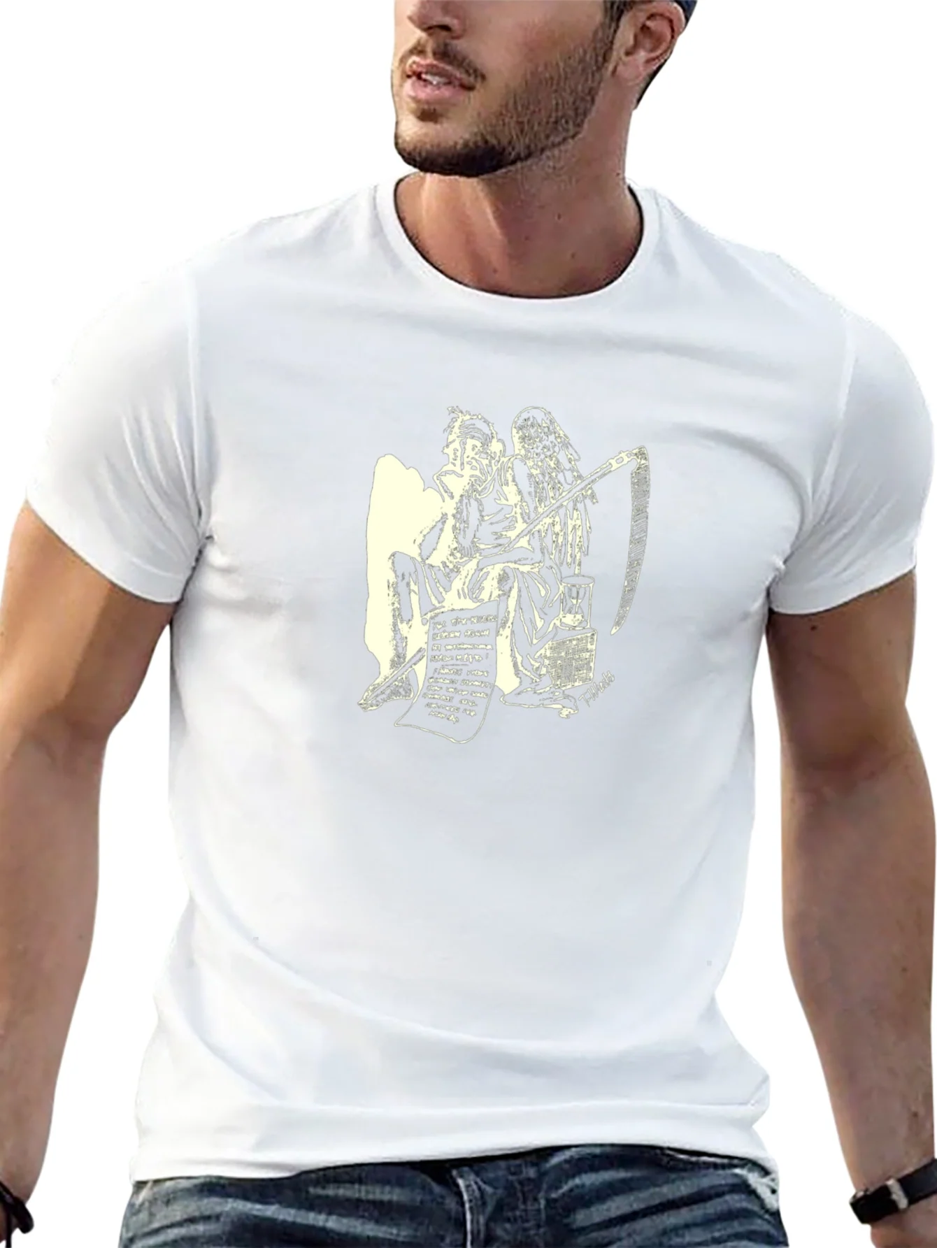 Philosophical Grim Reaper Graphic Tee - Black Cotton T-Shirt