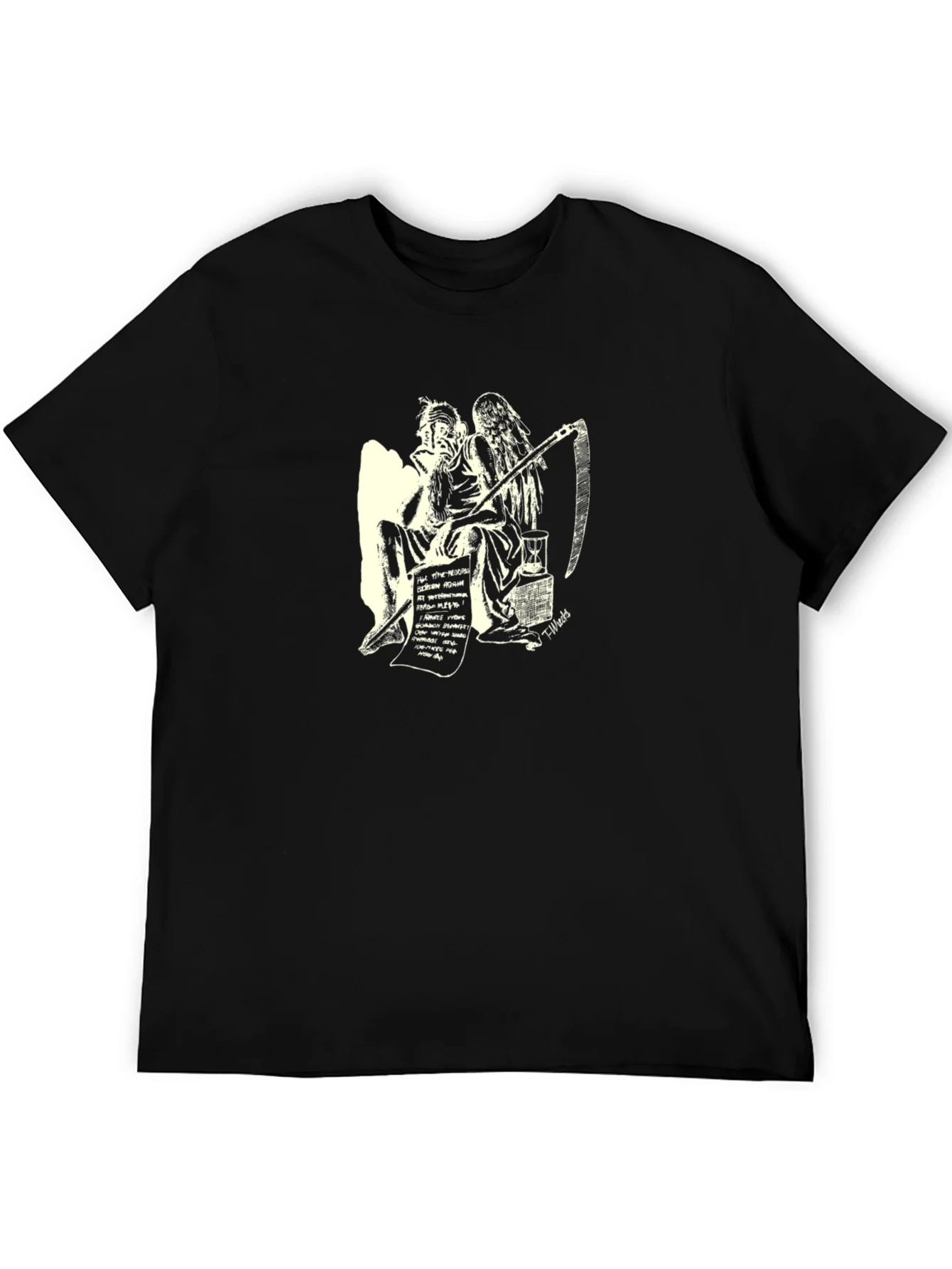 Philosophical Grim Reaper Graphic Tee - Black Cotton T-Shirt