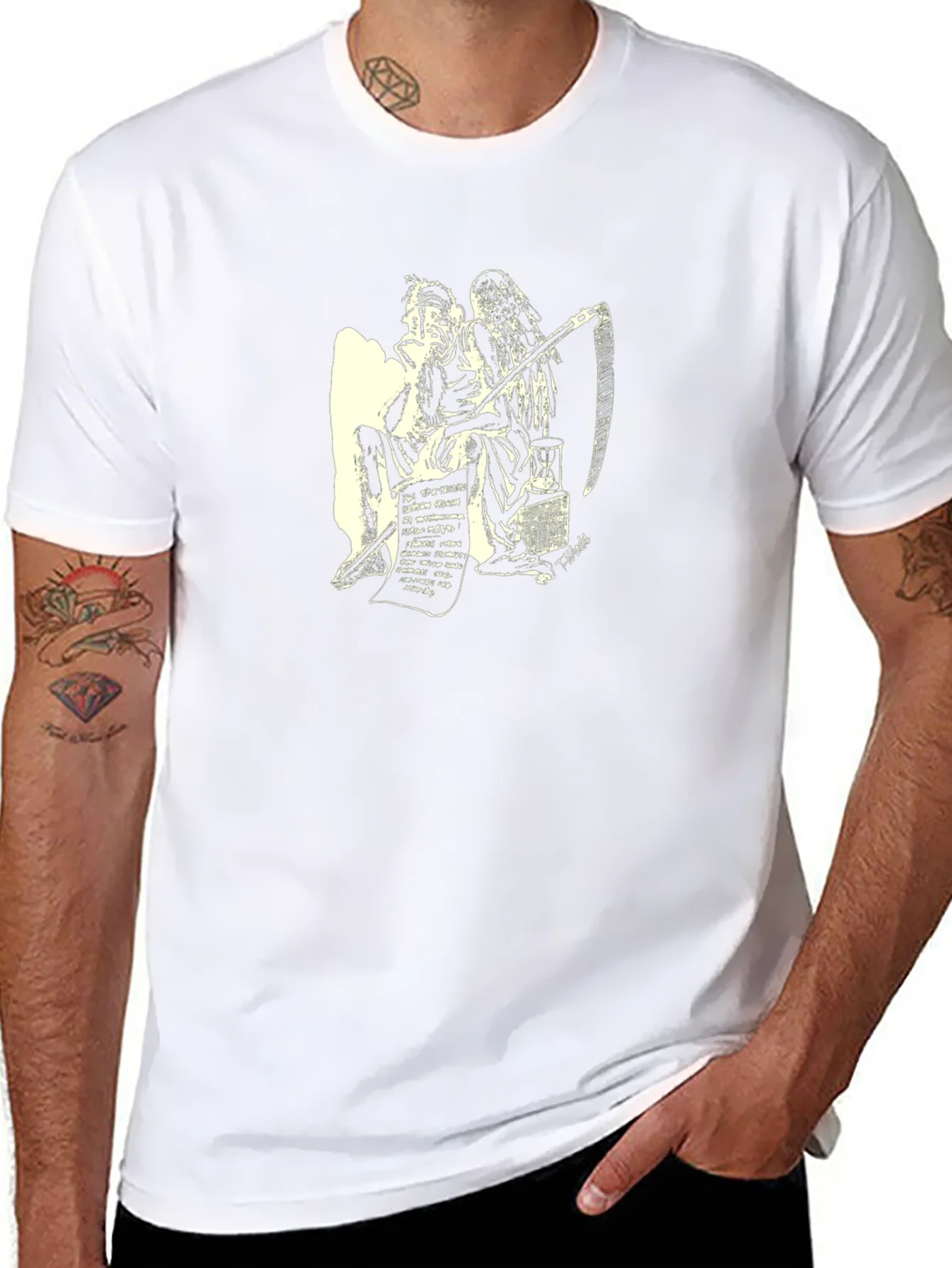 Philosophical Grim Reaper Graphic Tee - Black Cotton T-Shirt