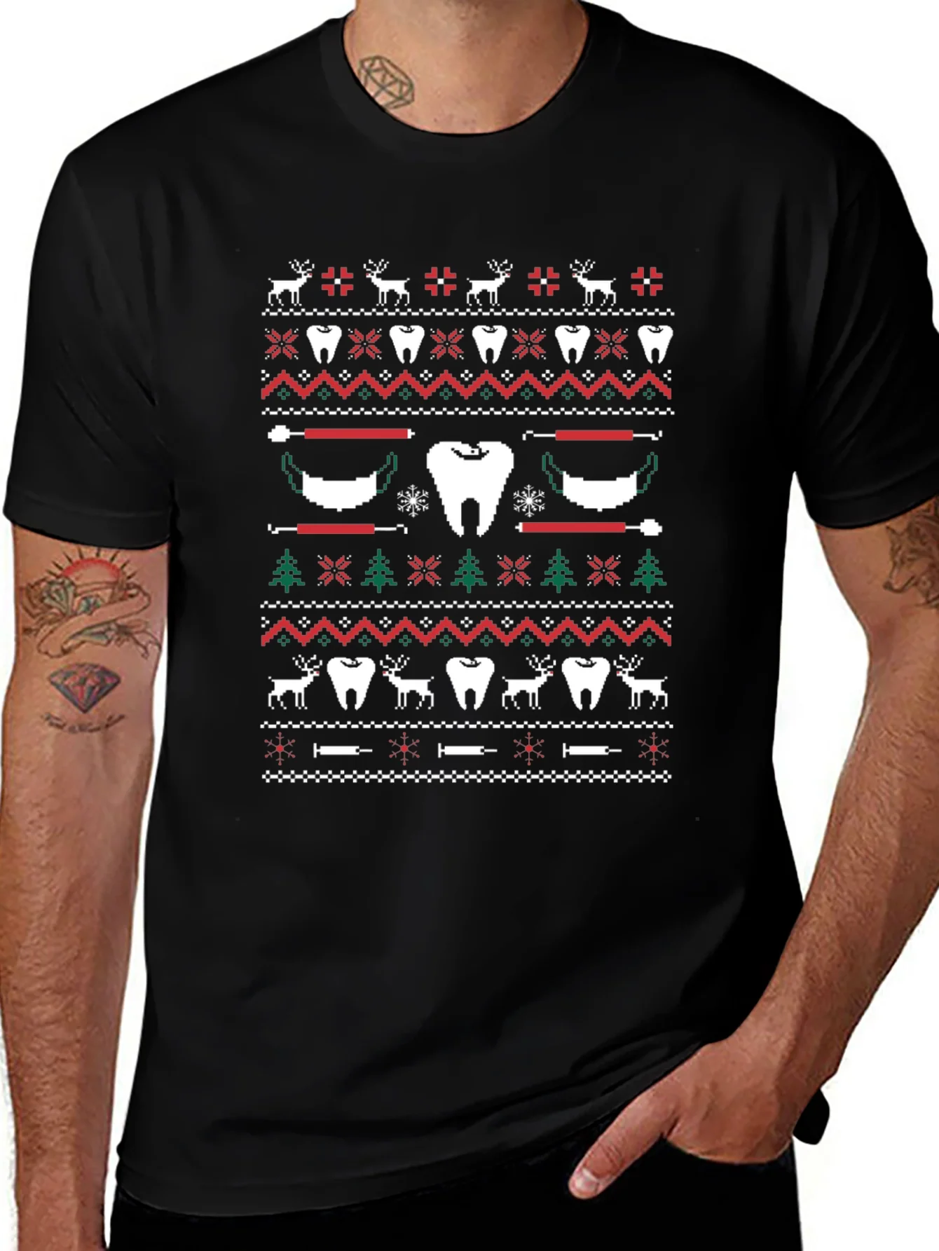 Festive Dental Ugly Christmas Sweater T-Shirt