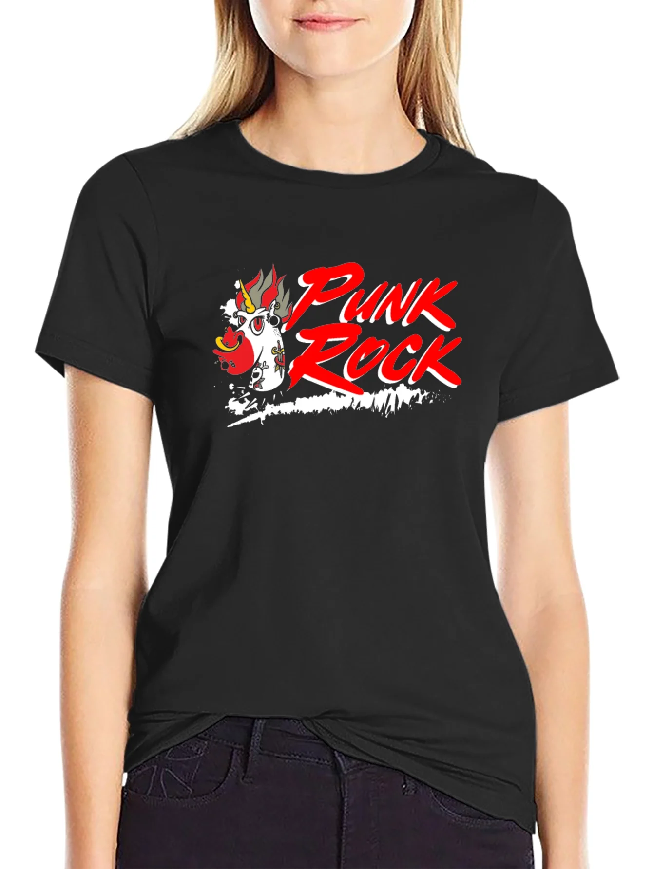 Punk Rock Unicorn Black Graphic Tee