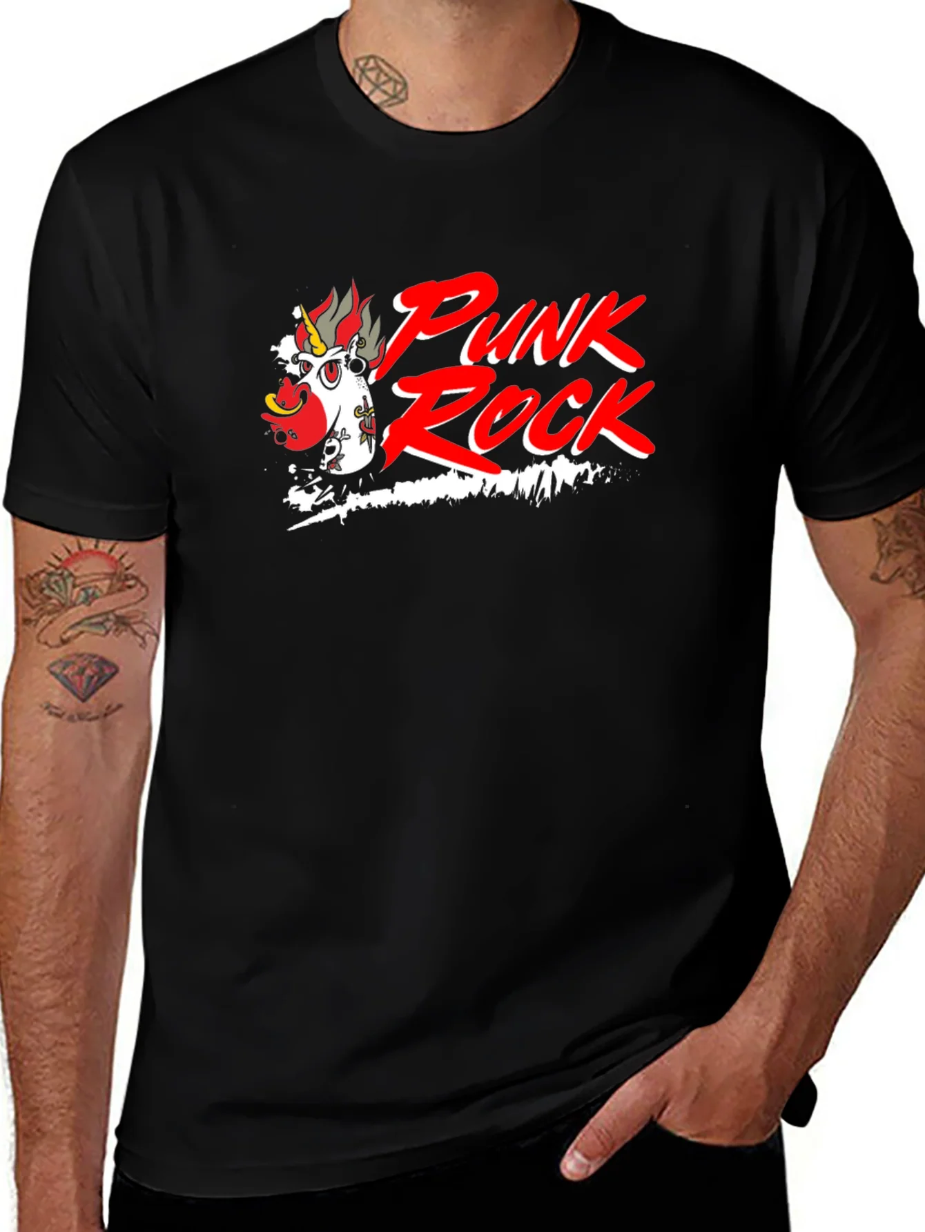 Punk Rock Unicorn Black Graphic Tee