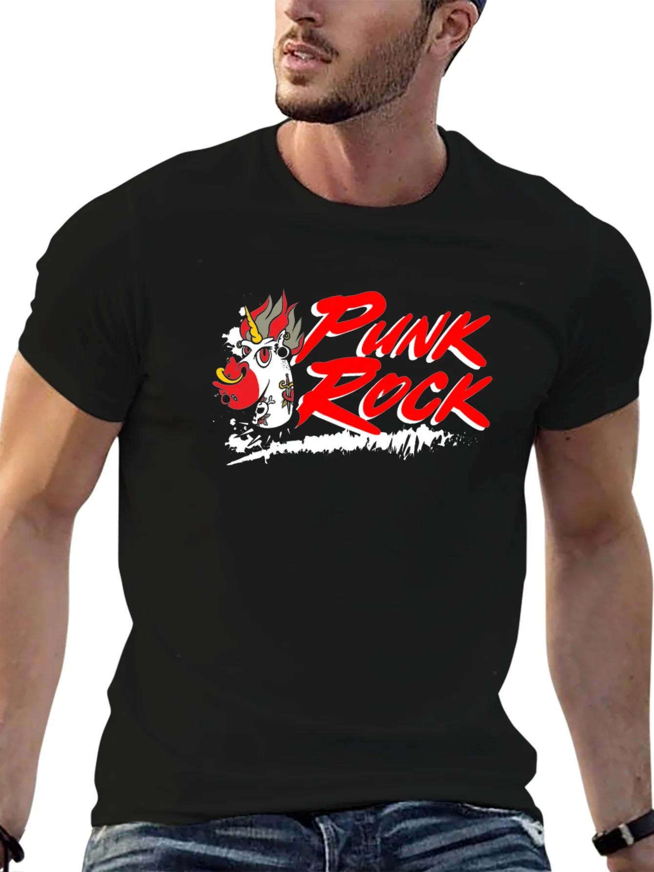 Punk Rock Unicorn Black Graphic Tee