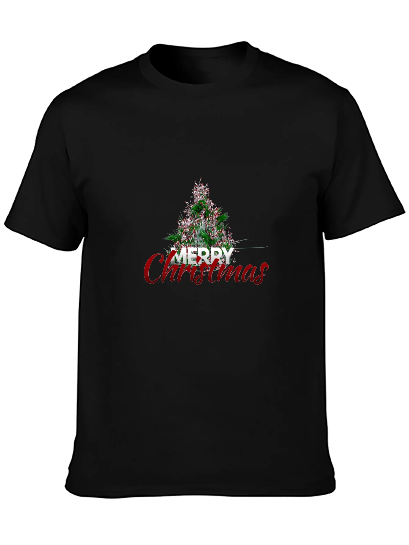 Festive Merry Christmas Tree Graphic Tee - Holiday Apparel