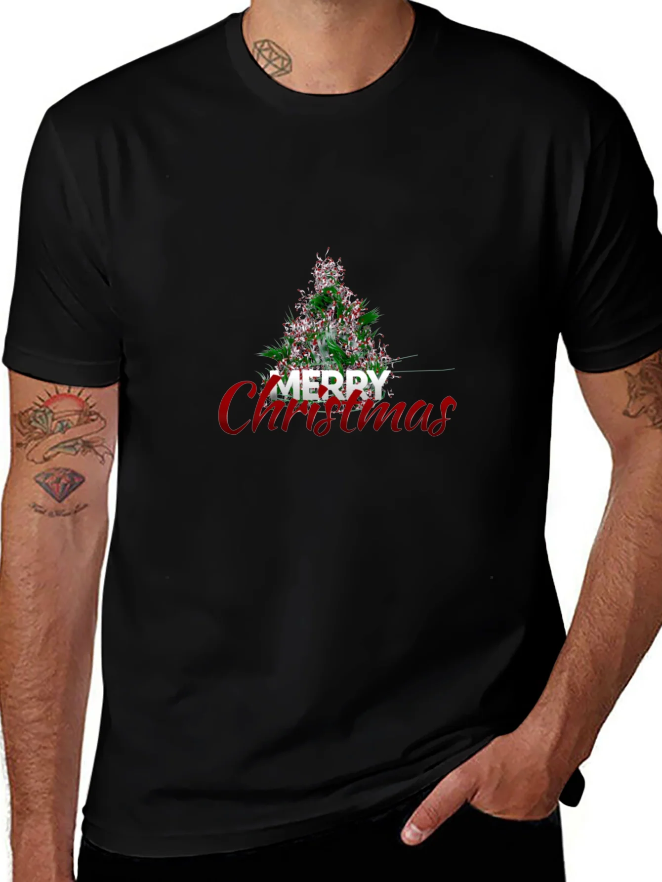 Festive Merry Christmas Tree Graphic Tee - Holiday Apparel
