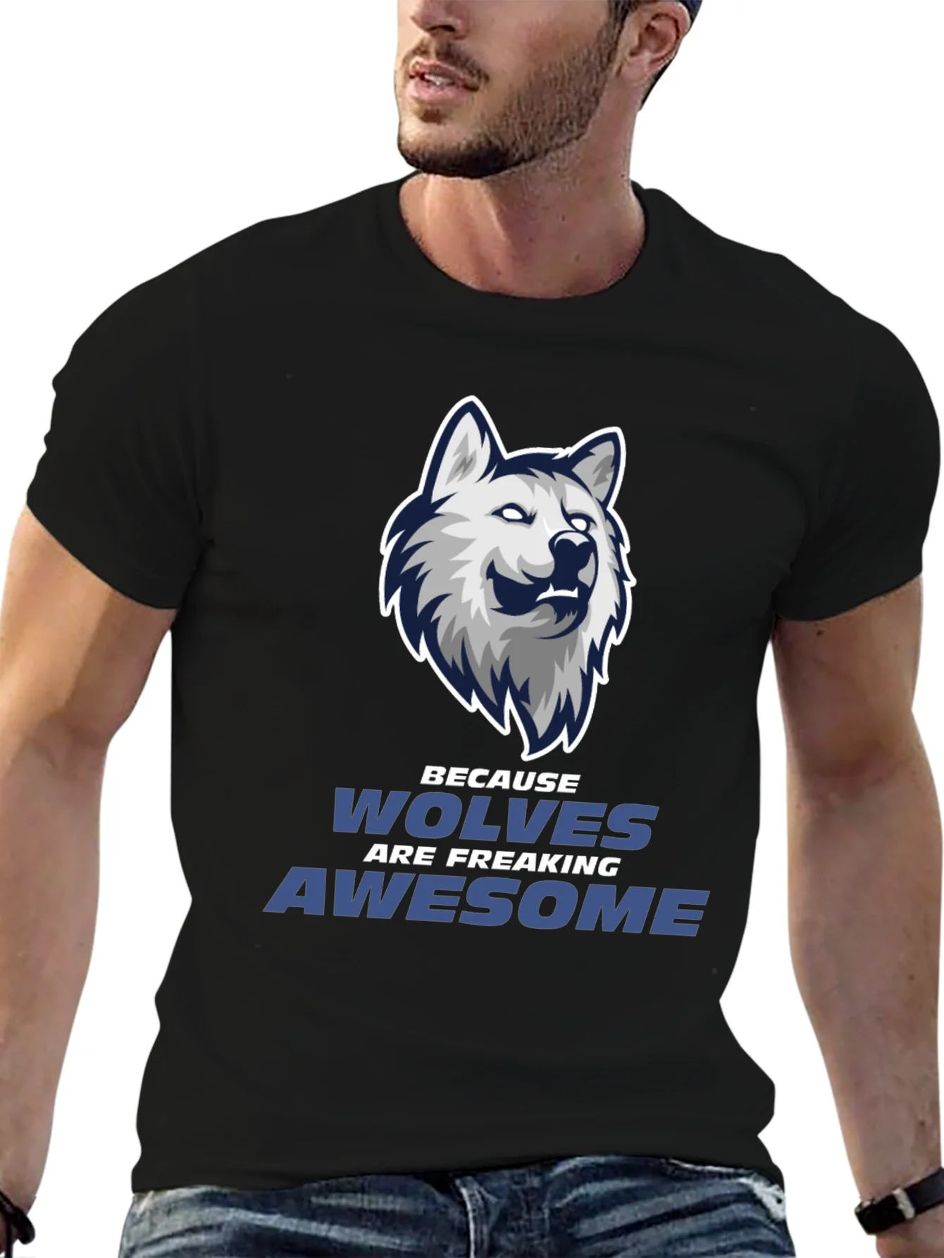 Wolf Graphic Tee - Wolves Are Awesome Black T-Shirt
