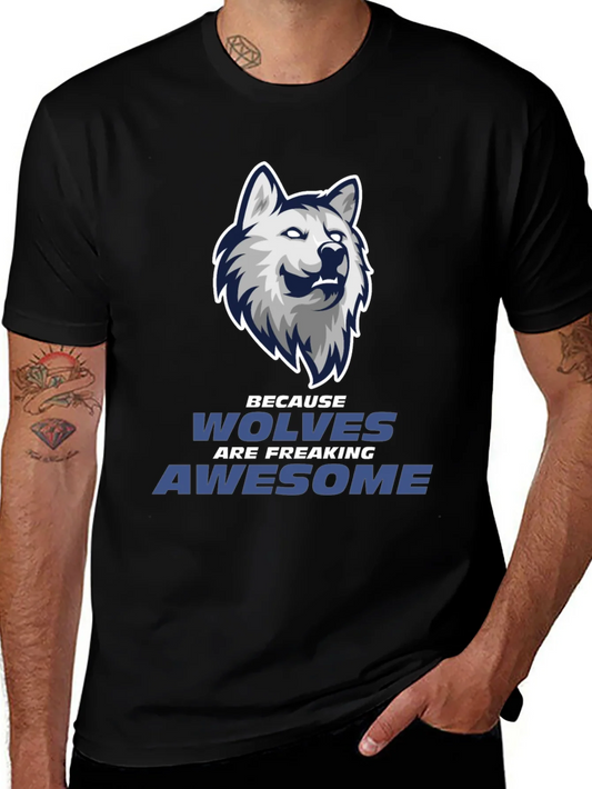 Wolf Graphic Tee - Wolves Are Awesome Black T-Shirt