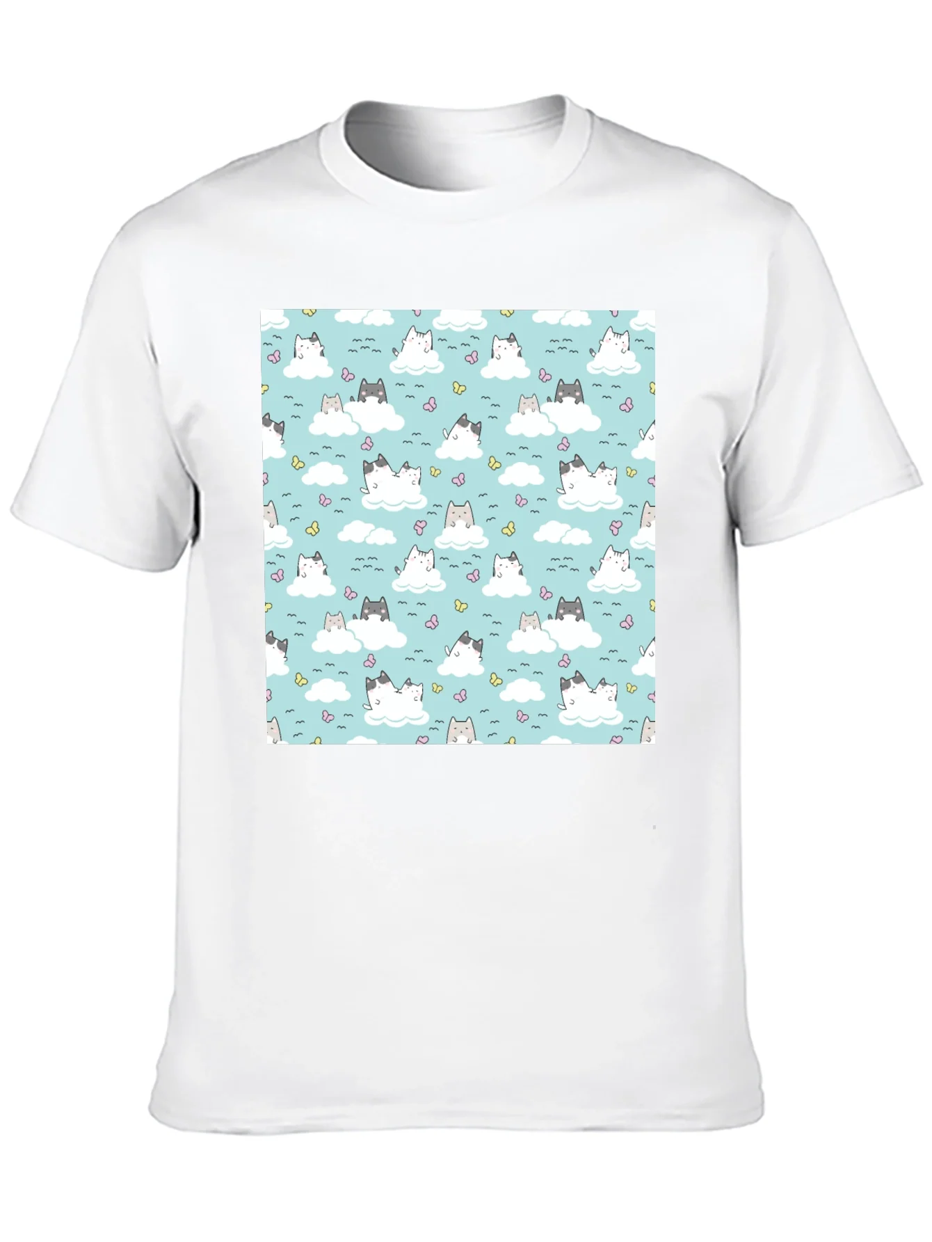 Cute Cats On Cloud Pattern T-Shirt