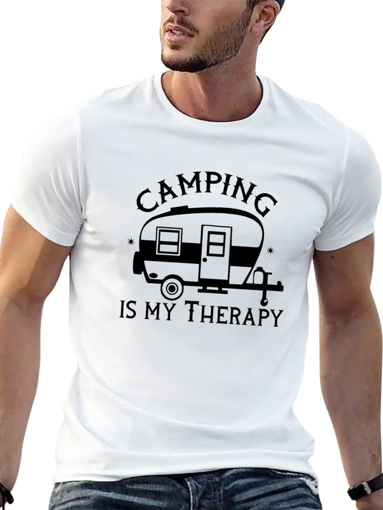 Camping Is My Therapy T-Shirt - Black