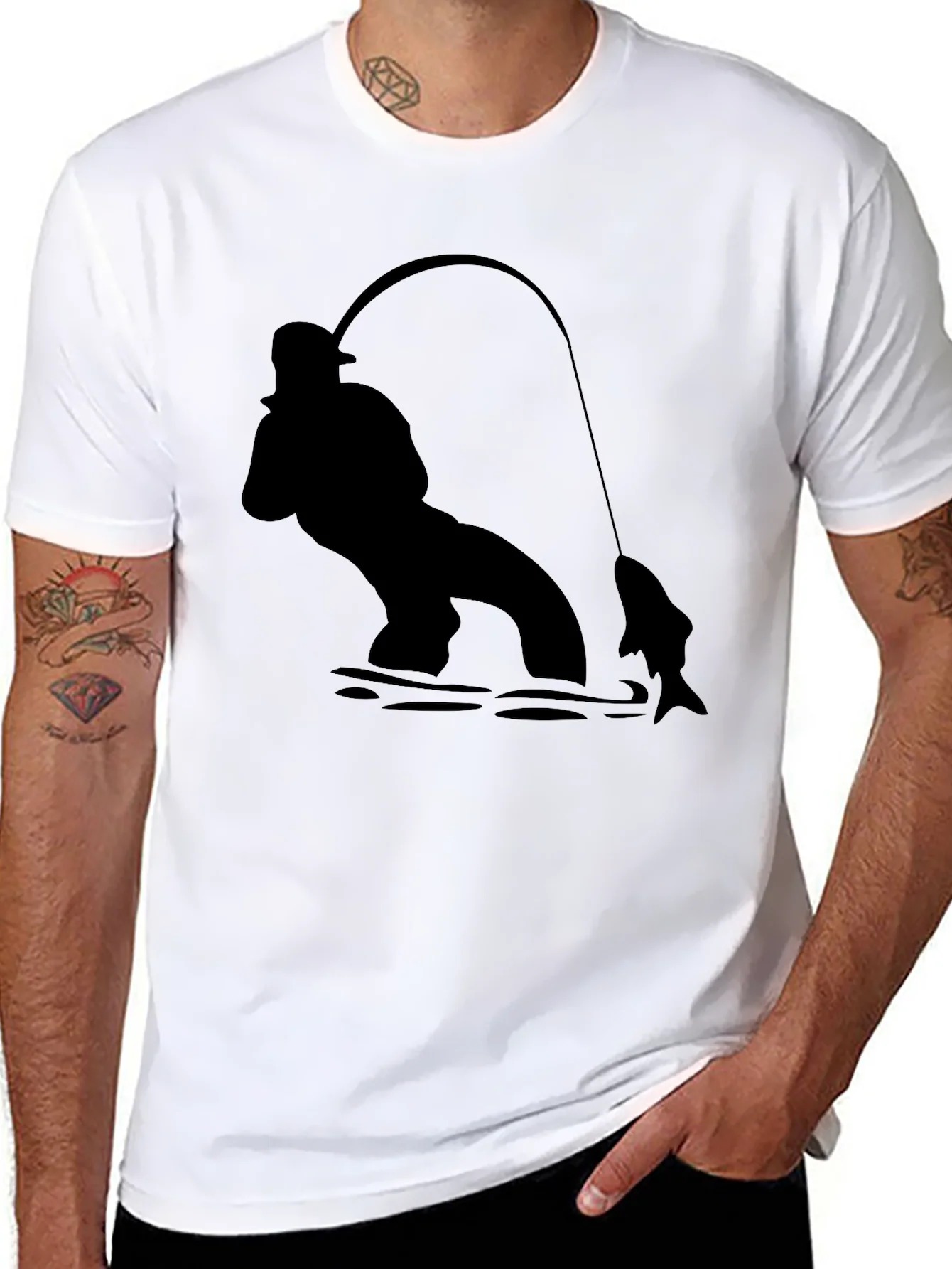 Fisherman Graphic Black T-Shirt