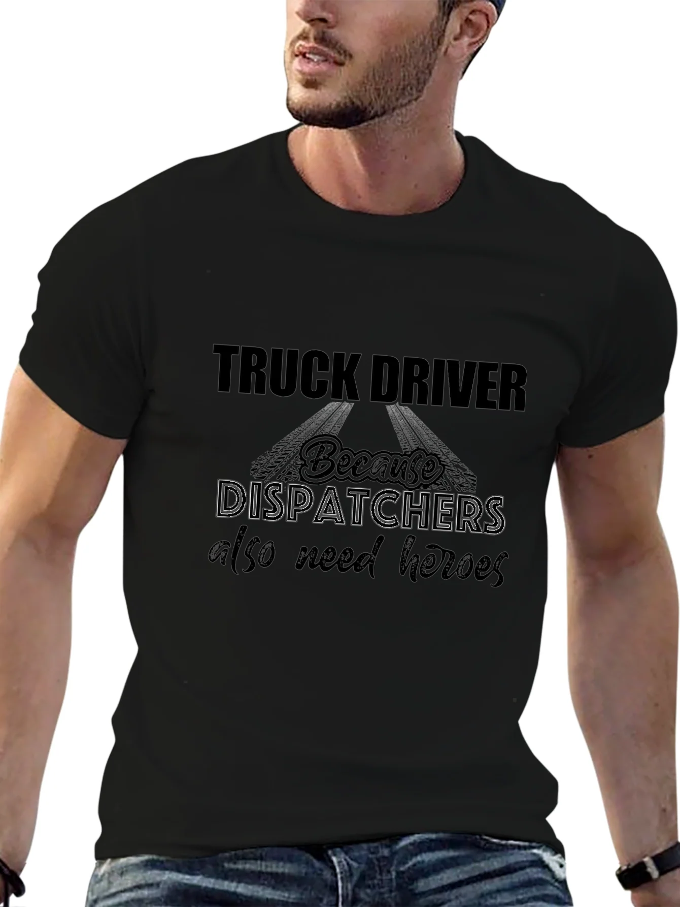 Truck Driver Heroes Black T-Shirt
