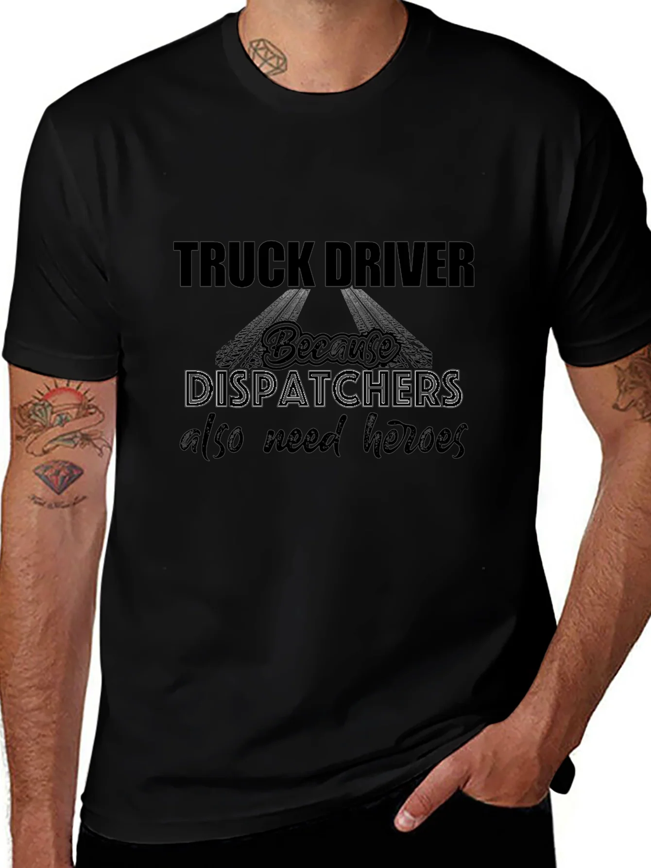 Truck Driver Heroes Black T-Shirt