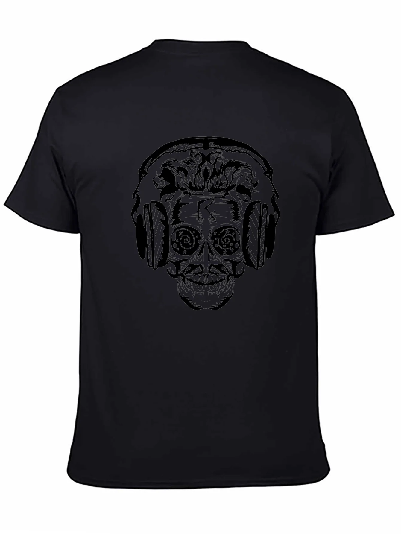 Skull Headphone Graphic Print T-Shirt