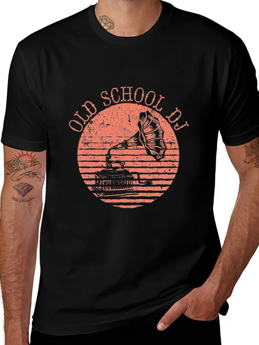 Old School DJ Black T-Shirt Vintage Music Lover Tee