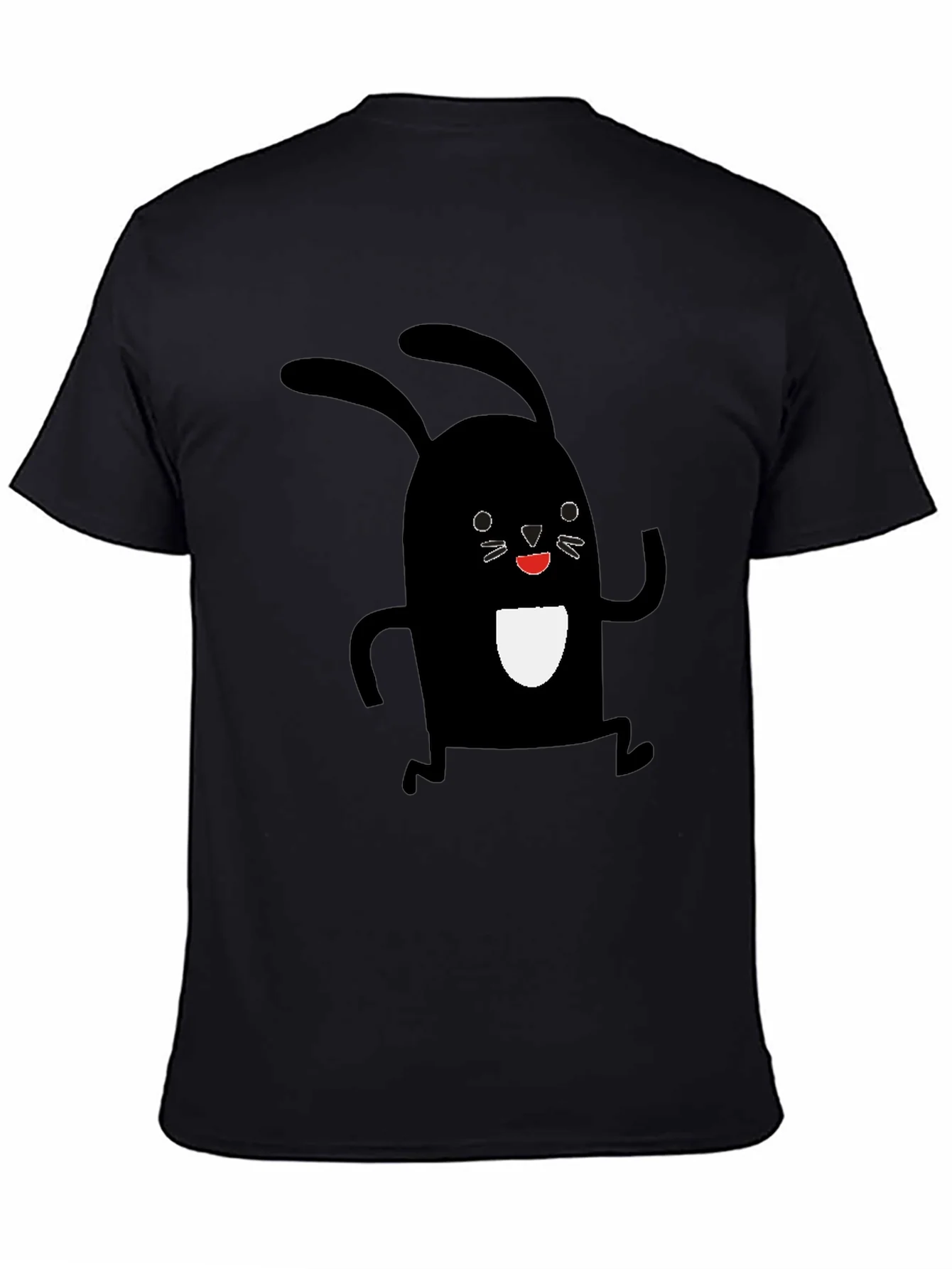 Black Rabbit Graphic Tee - Soft Cotton Casual Shirt