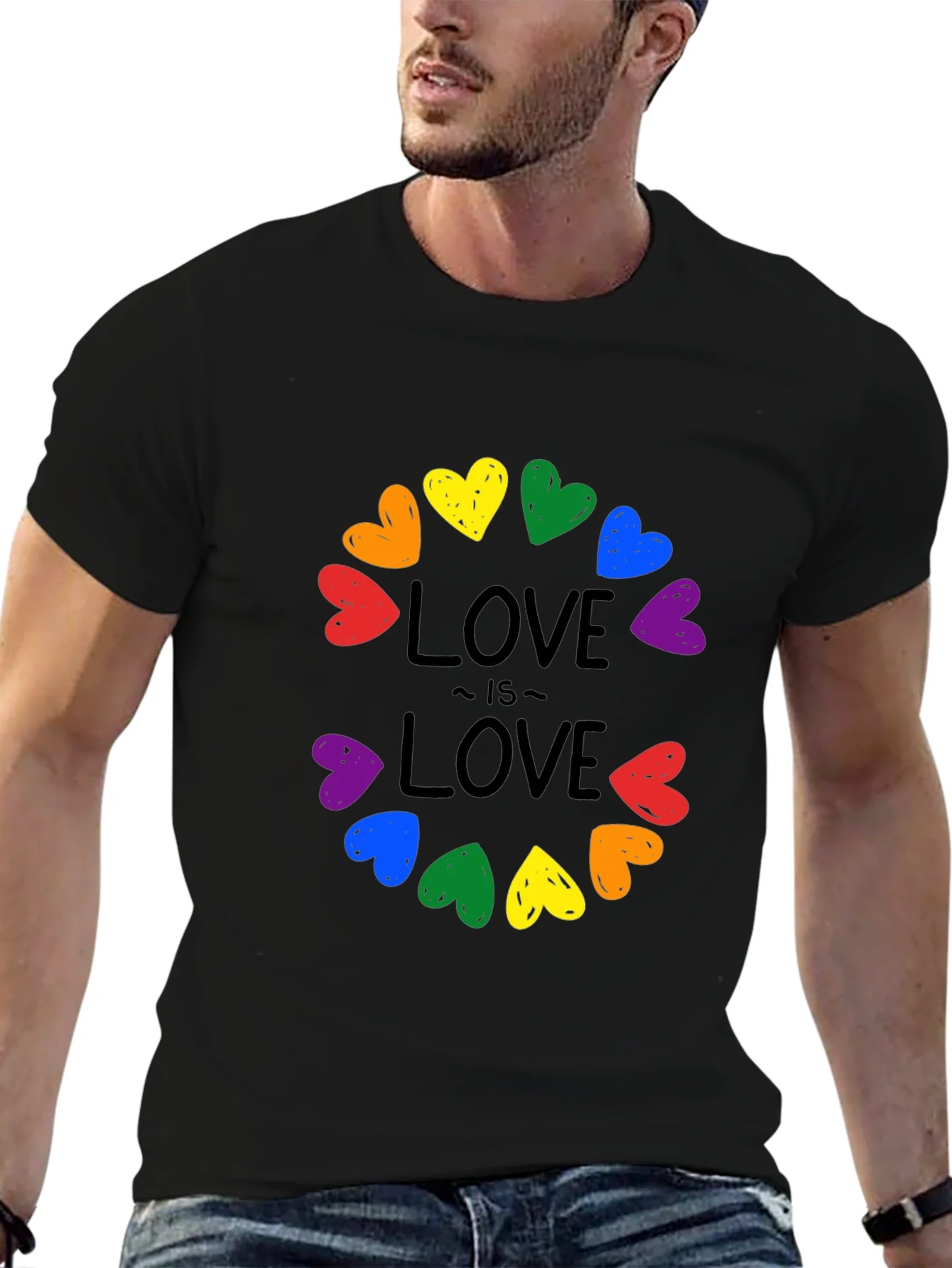 Love Is Love Rainbow Hearts Graphic Tee