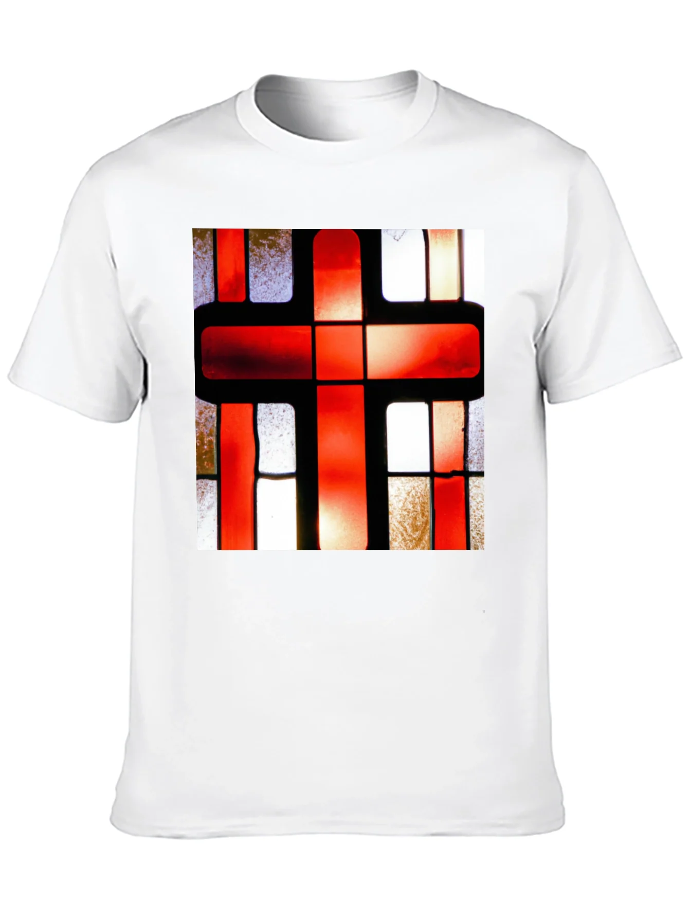 Red Cross Stained Glass Graphic T-Shirt