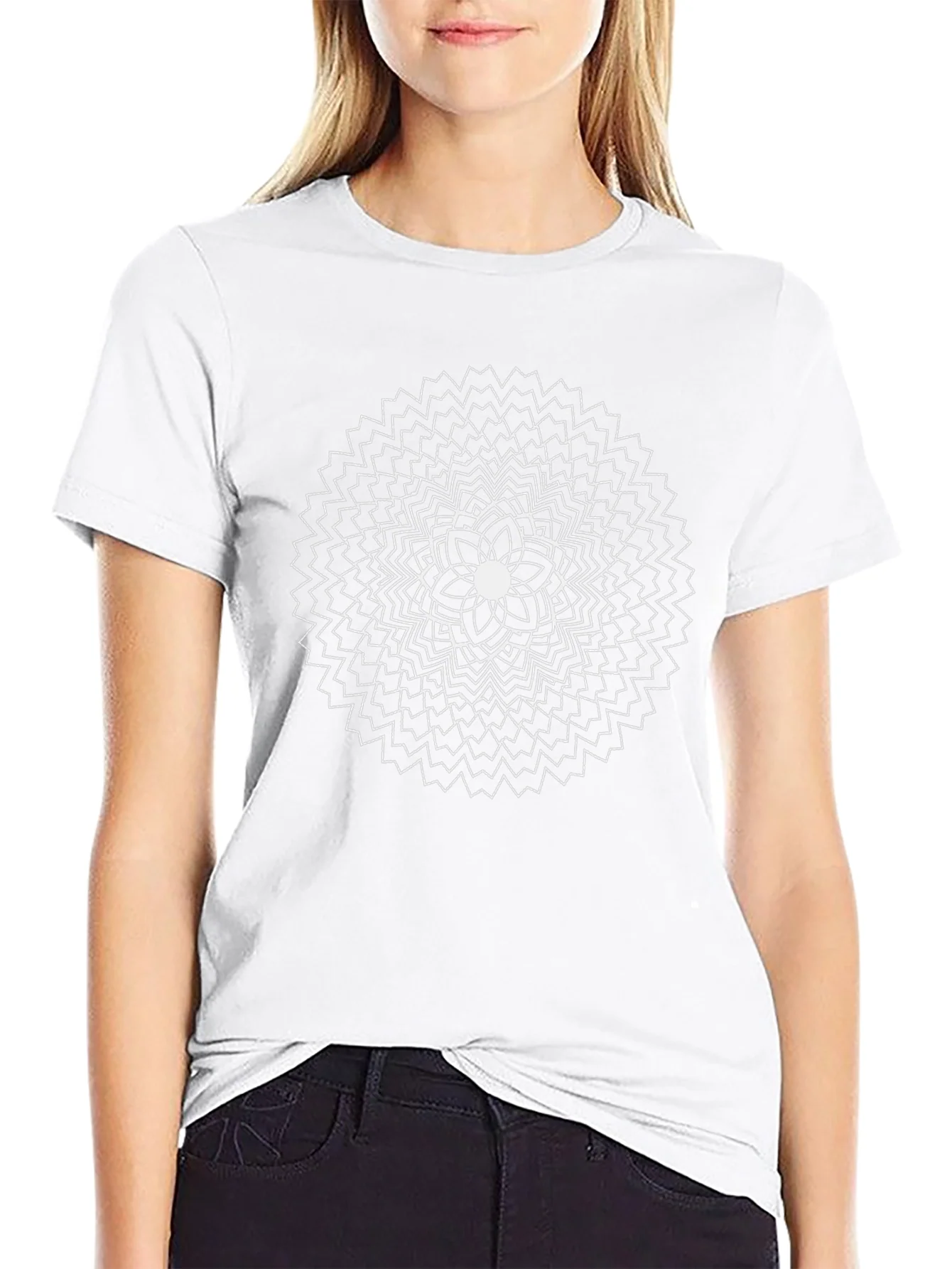 Geometric Mandala Graphic T-Shirt - Black