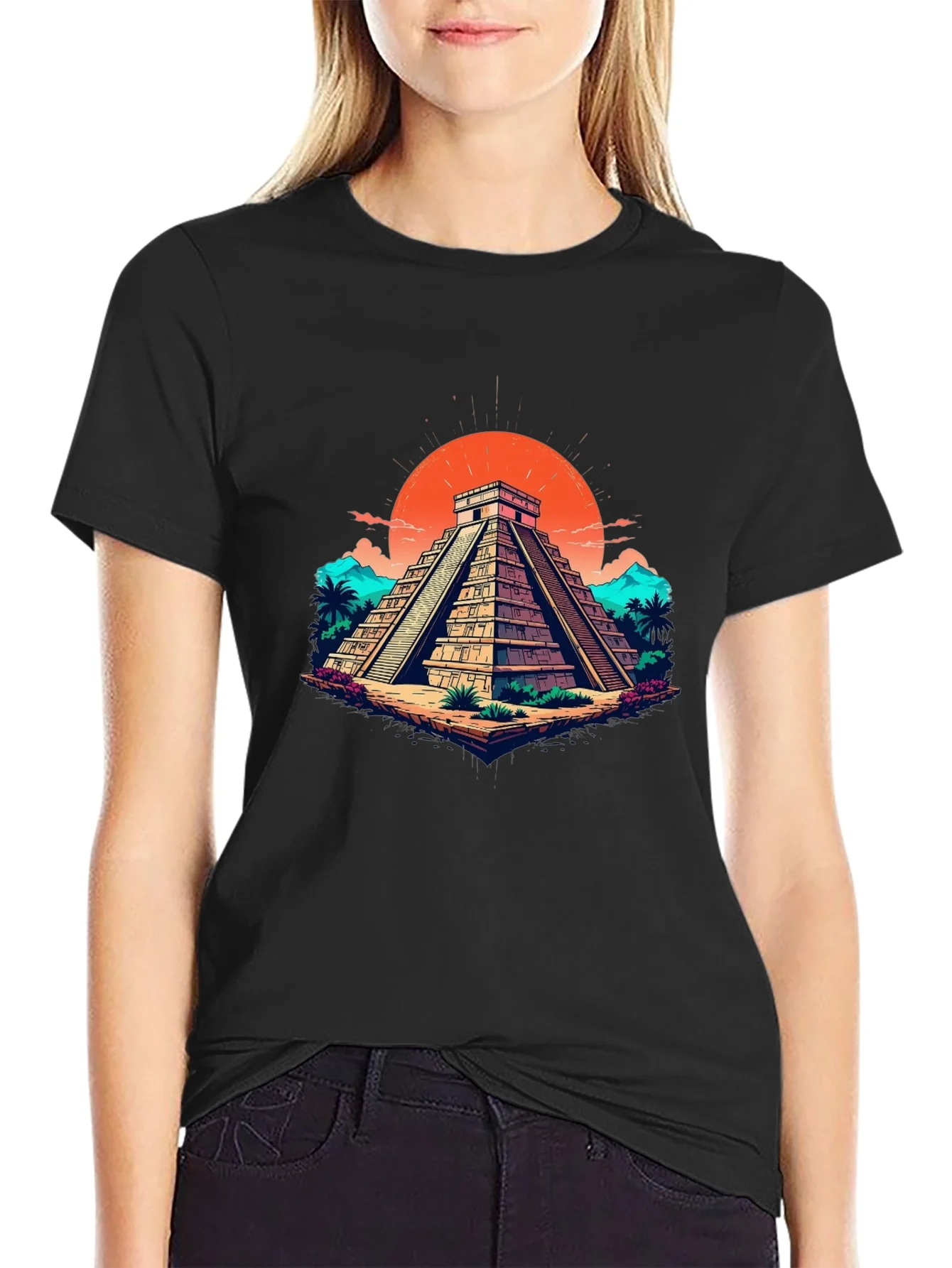 Mayan Pyramid Graphic Tee - Adventure Style