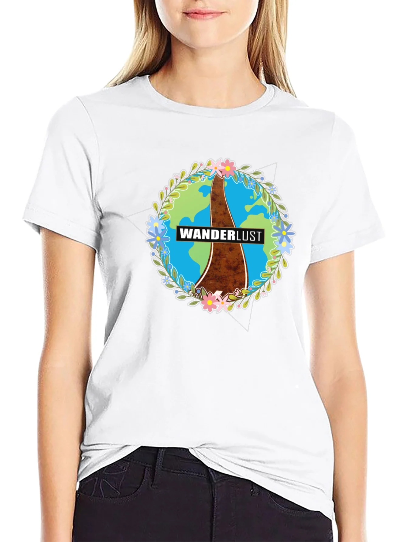 Wanderlust Earth Graphic Black T-Shirt