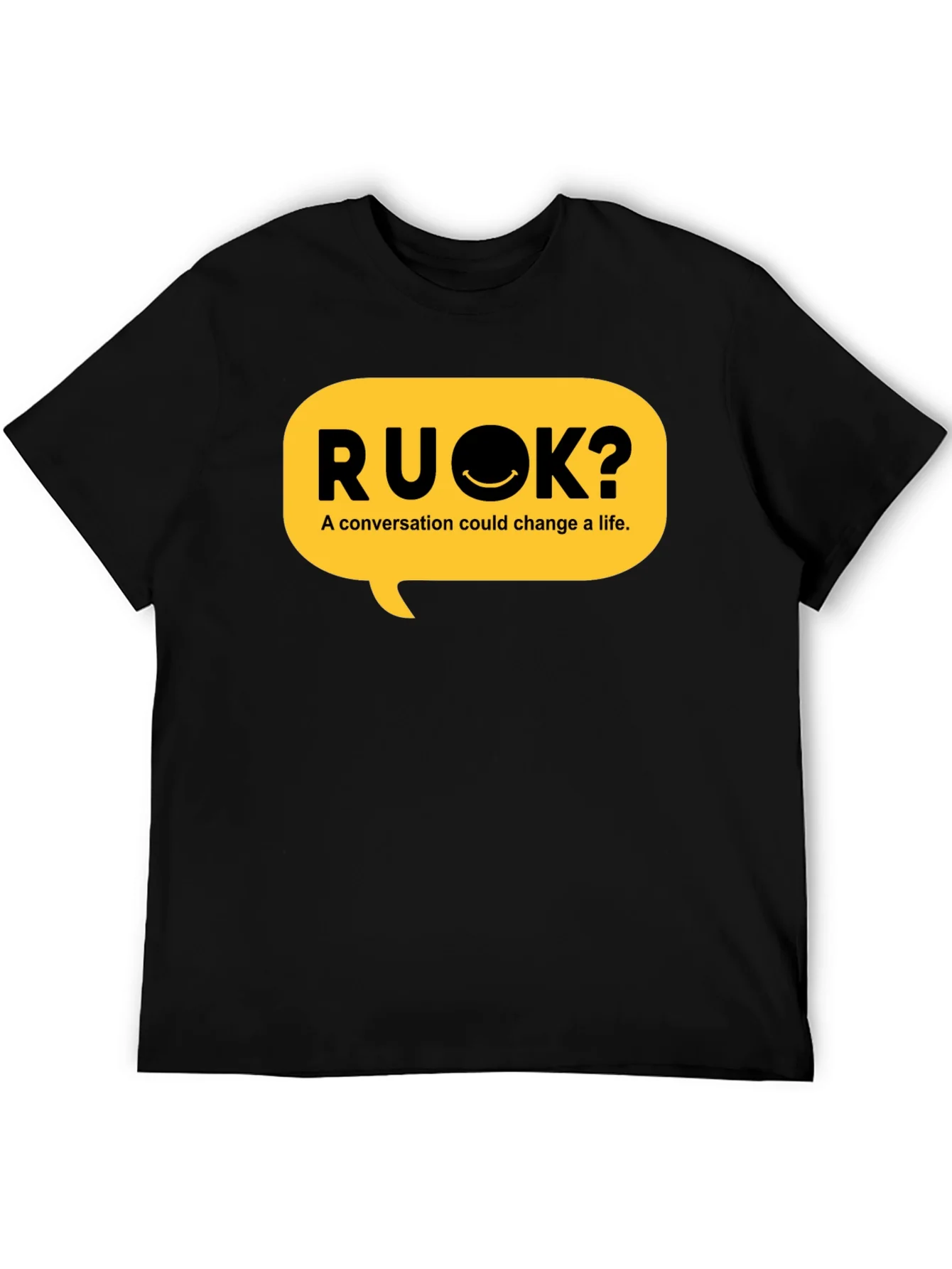 RU OK? Black Graphic T-Shirt - Conversation Starter