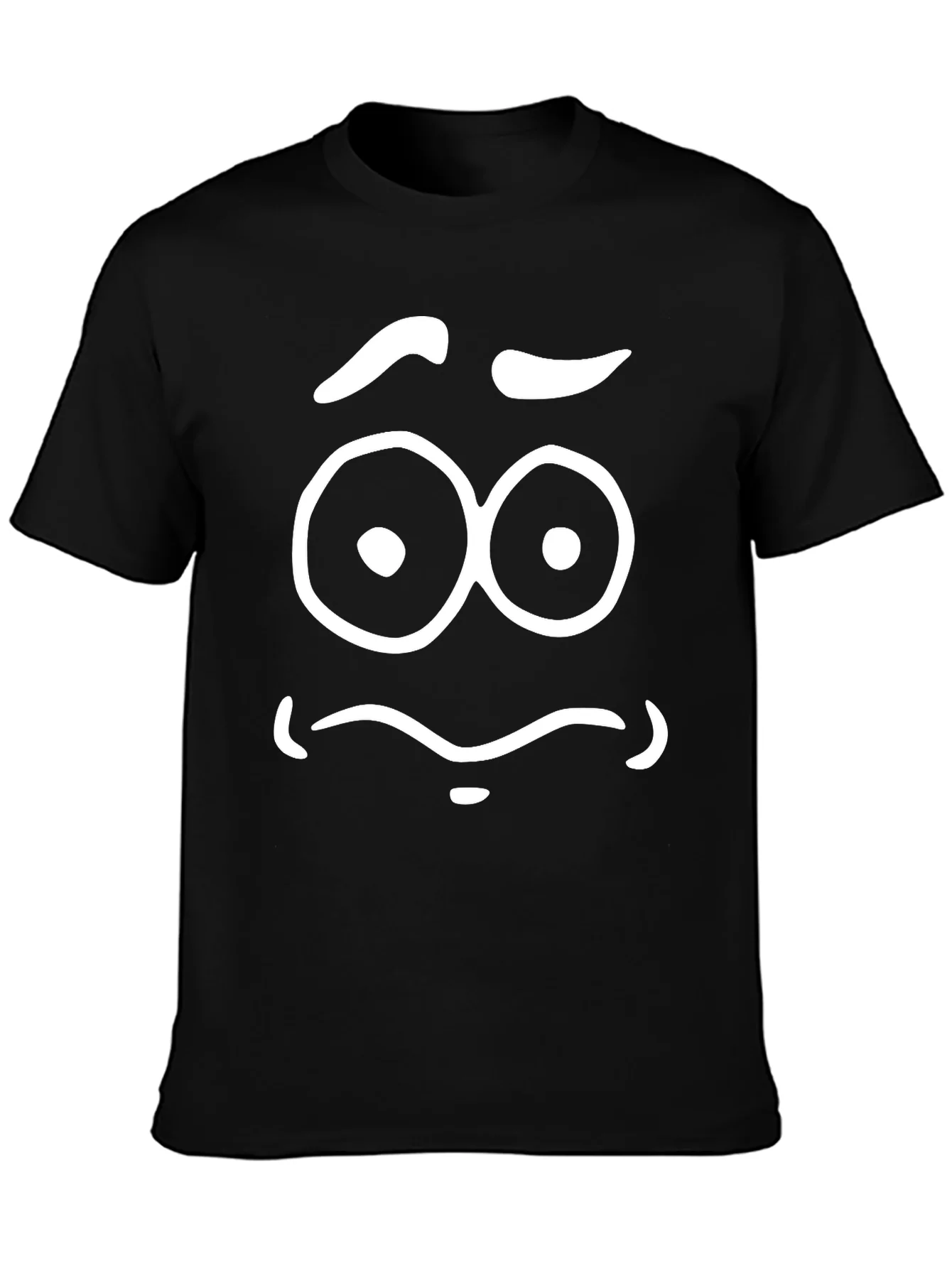 Expressive Cartoon Face Graphic T-Shirt - Black