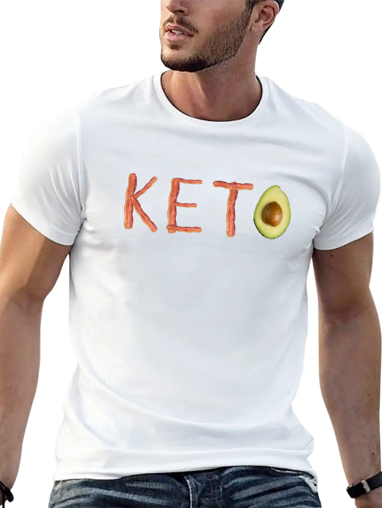 Keto Diet T-Shirt - Bacon and Avocado Design