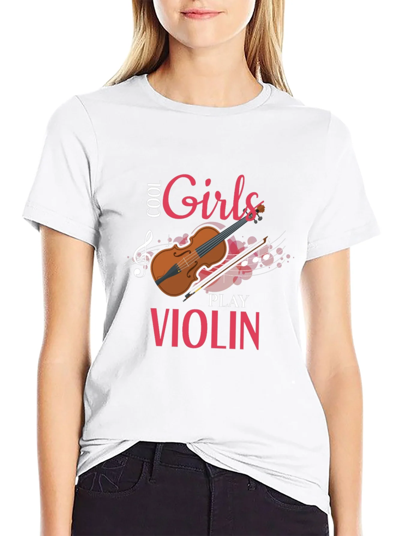 Cool Girls Play Violin Graphic Tee Shirt