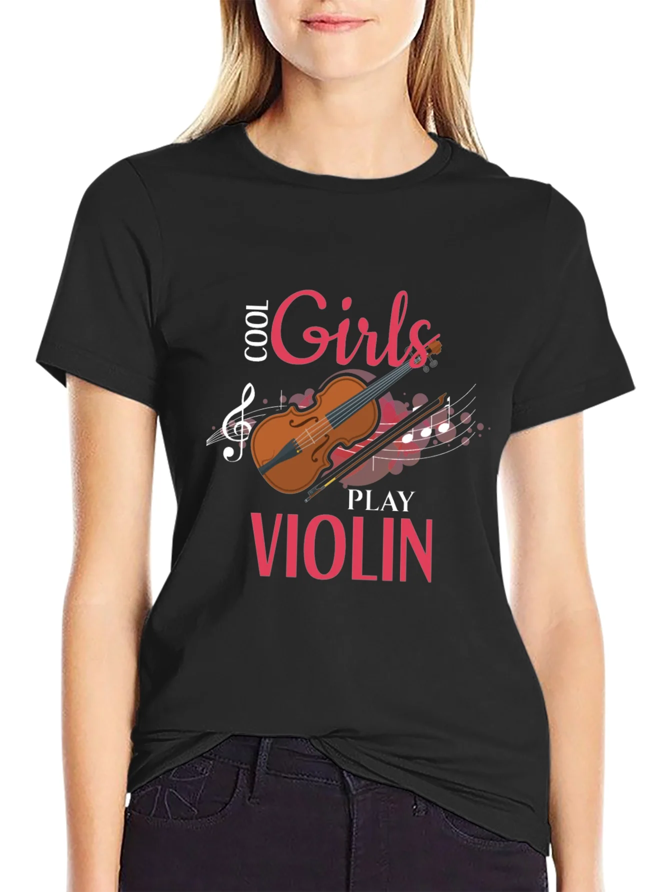 Cool Girls Play Violin Graphic Tee Shirt