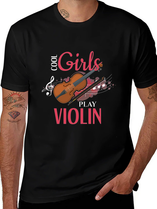 Cool Girls Play Violin Graphic Tee Shirt