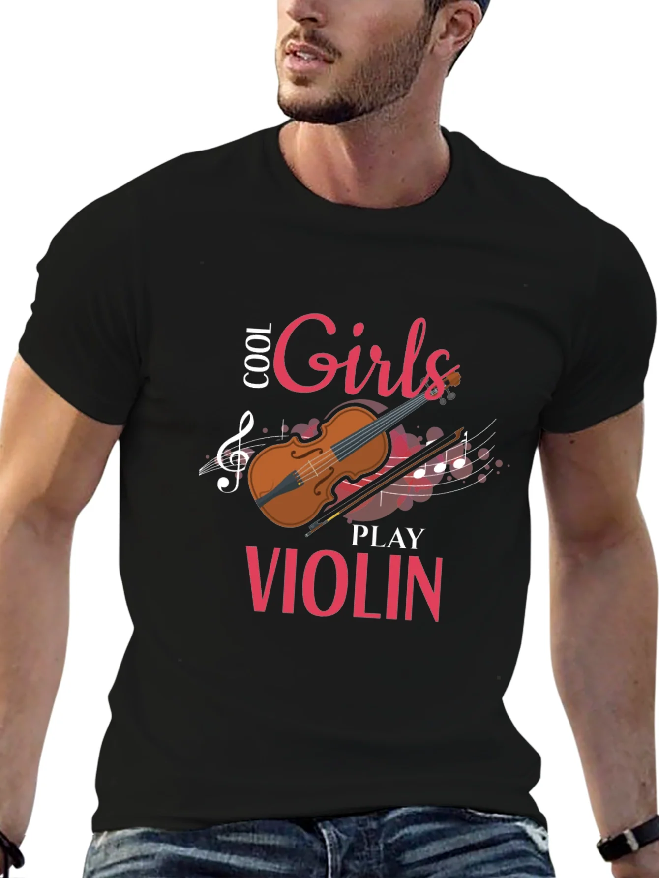 Cool Girls Play Violin Graphic Tee Shirt