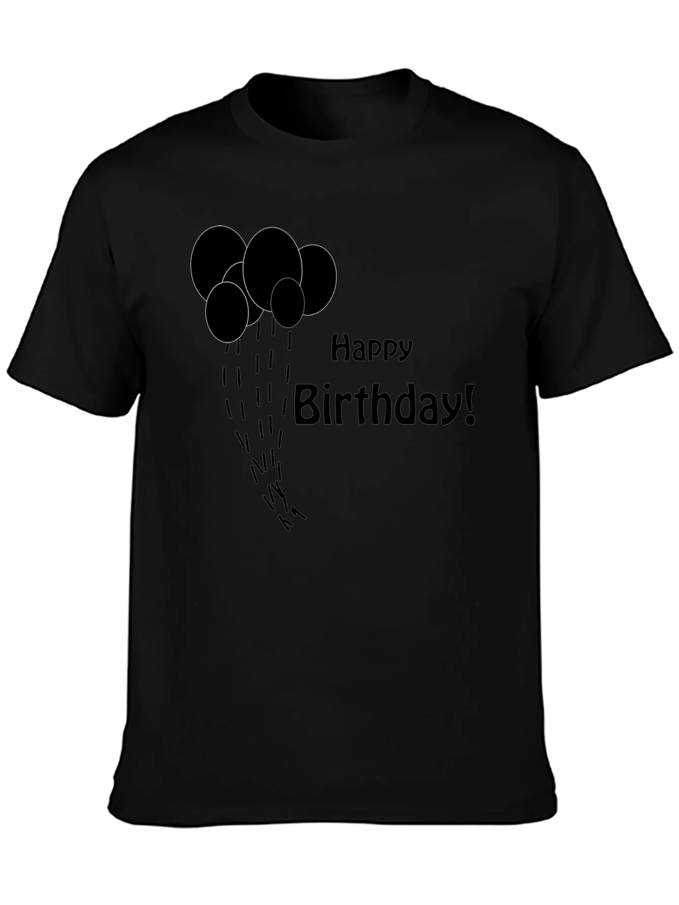 Happy Birthday Black Graphic T-Shirt