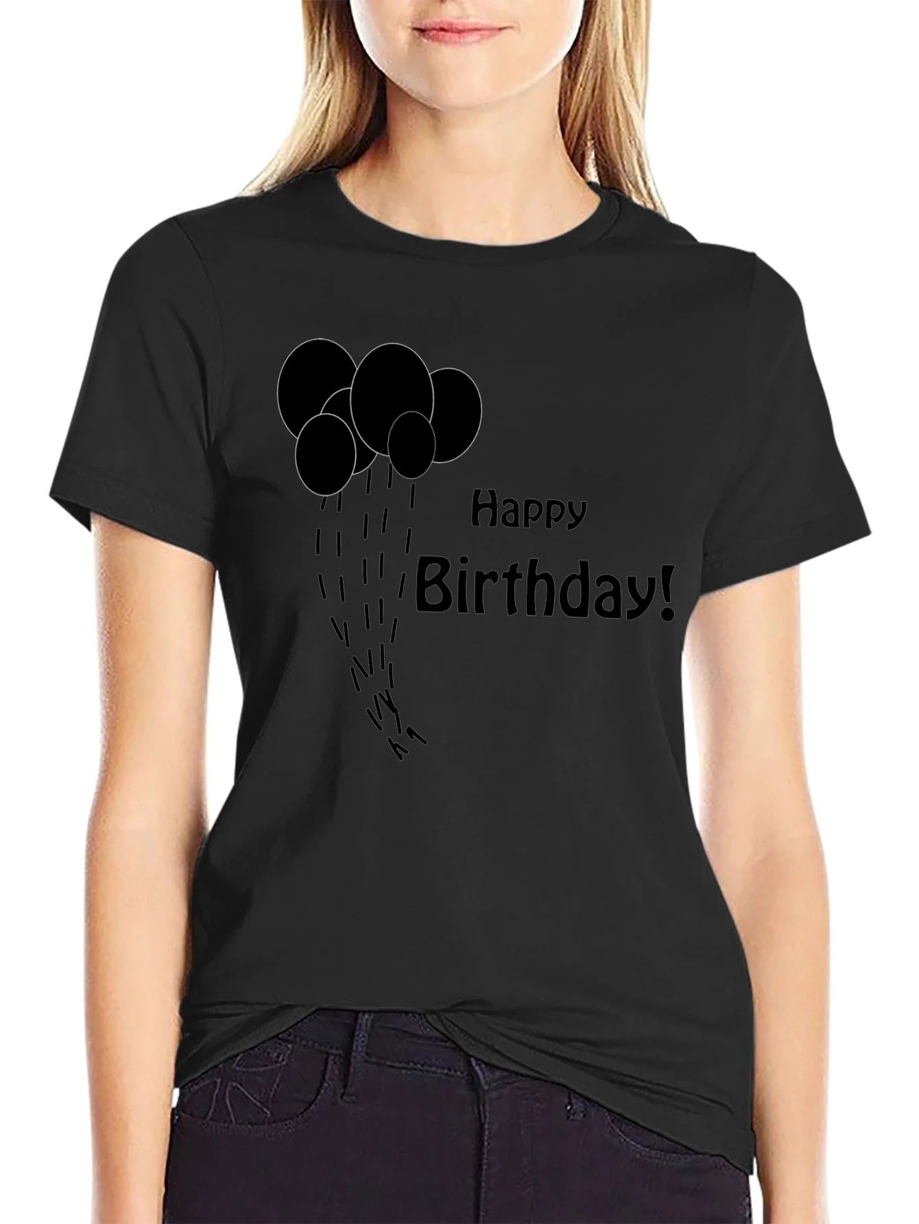 Happy Birthday Black Graphic T-Shirt