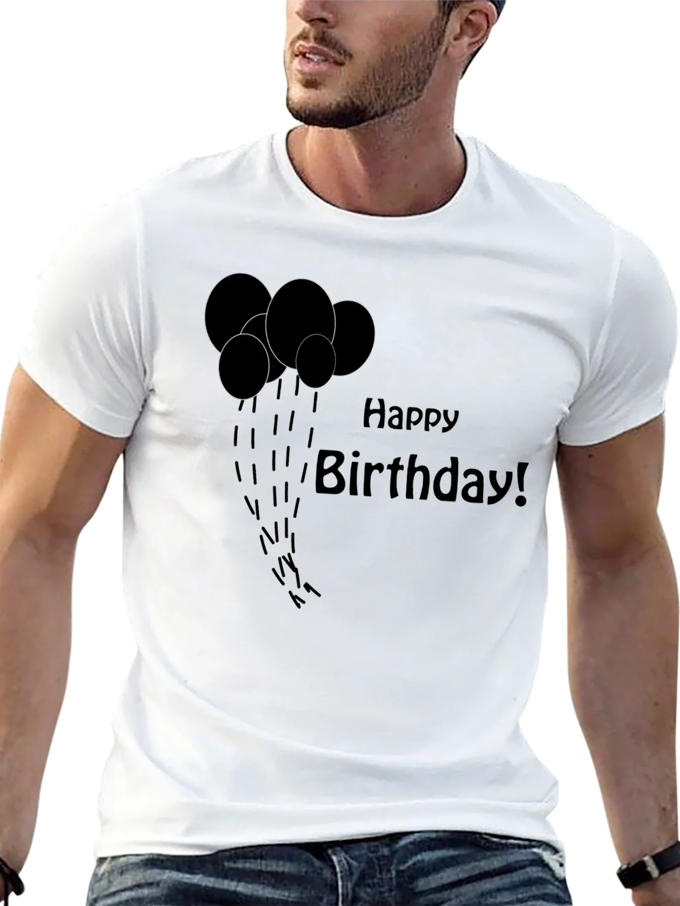 Happy Birthday Black Graphic T-Shirt
