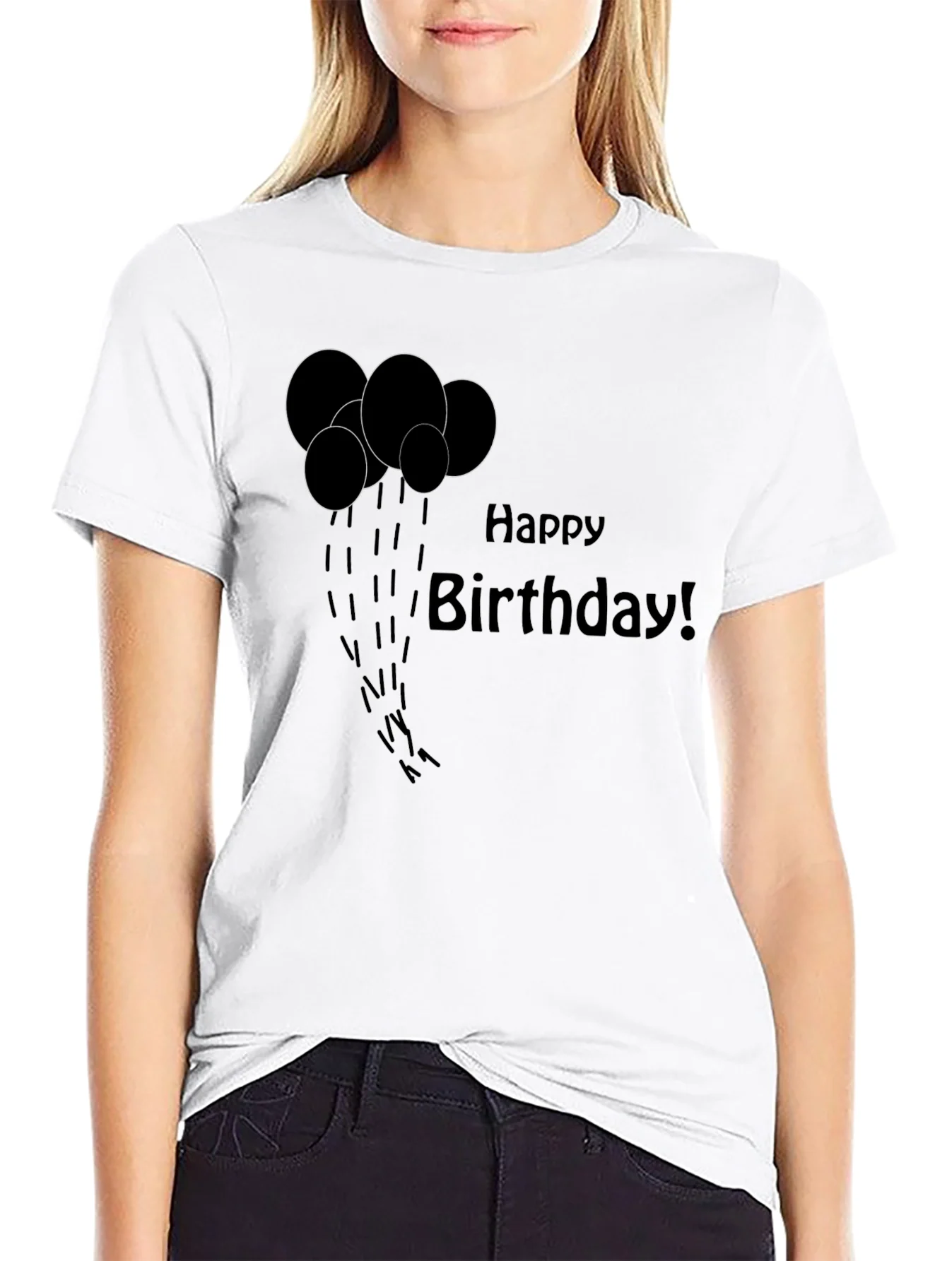 Happy Birthday Black Graphic T-Shirt