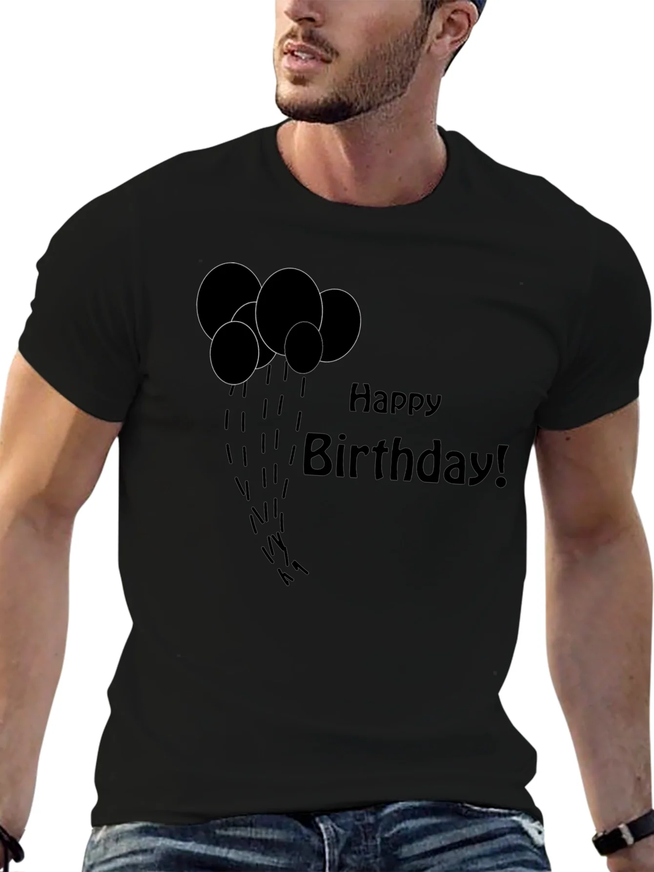 Happy Birthday Black Graphic T-Shirt