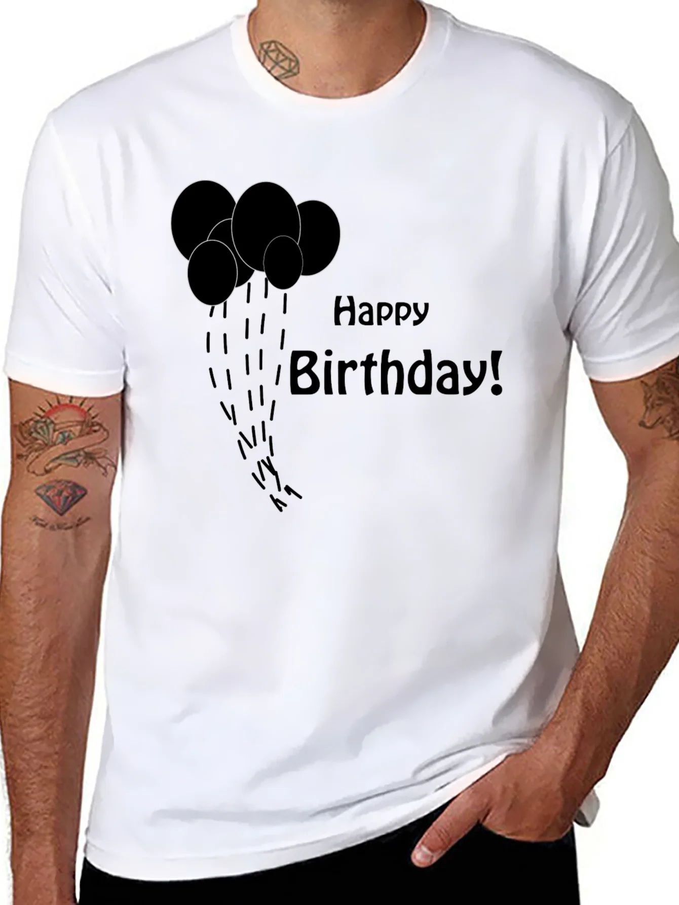 Happy Birthday Black Graphic T-Shirt