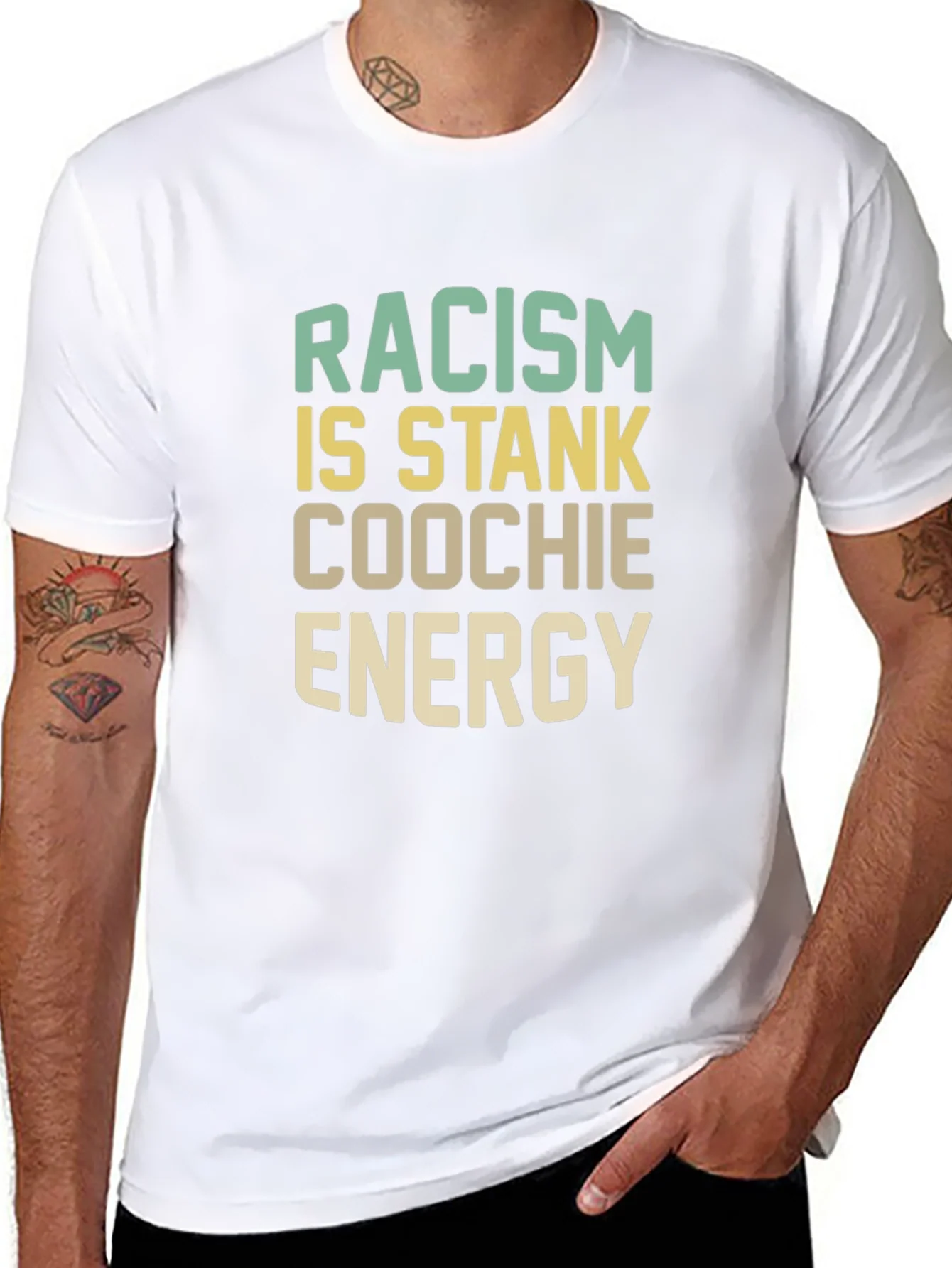 Racism Is Stank Coochie Energy Graphic T-Shirt