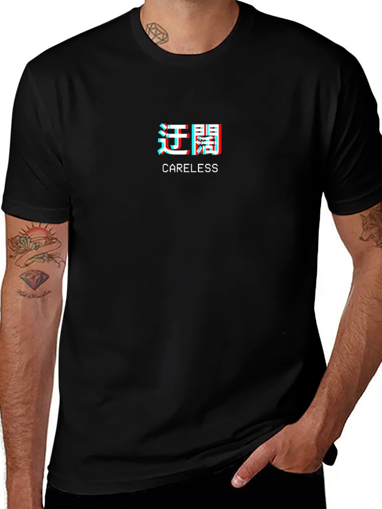 Careless Kanji Graphic Tee - Edgy Streetwear