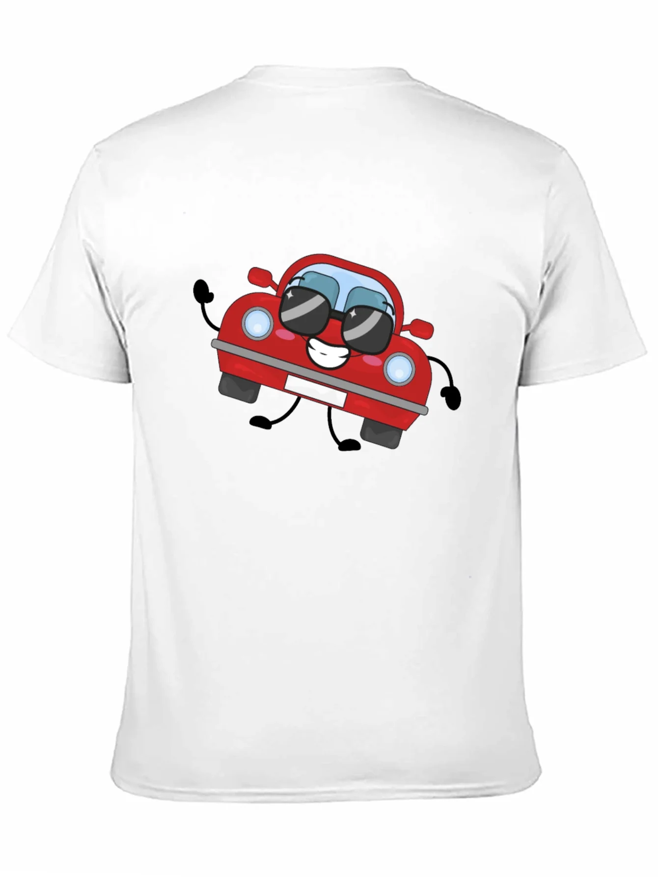 Cartoon Car Graphic T-Shirt - Black Cotton Tee