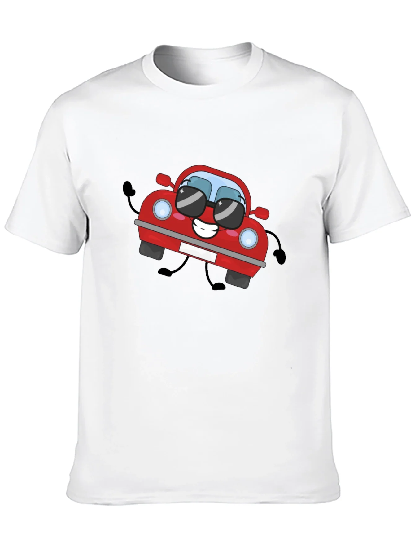Cartoon Car Graphic T-Shirt - Black Cotton Tee