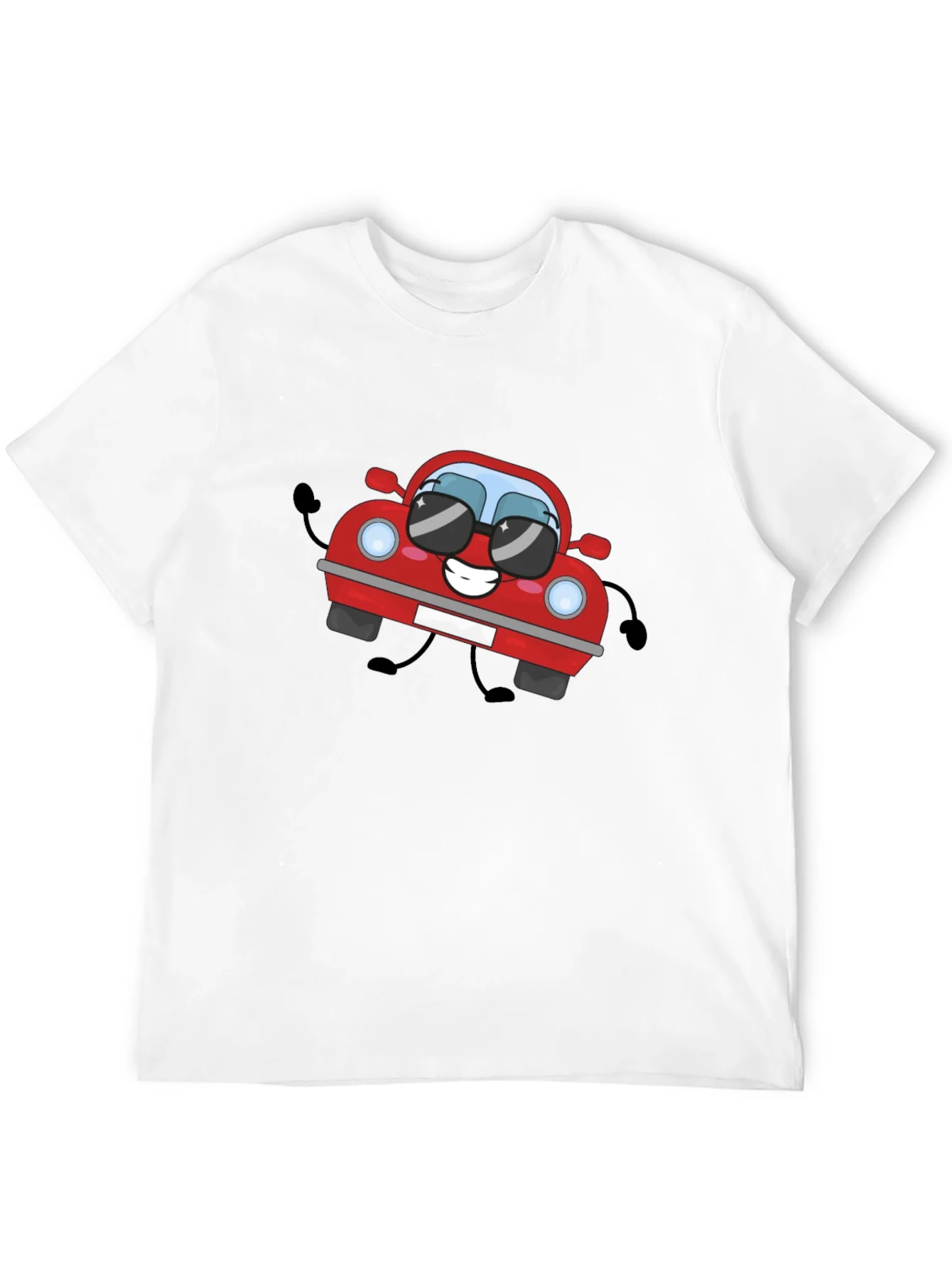 Cartoon Car Graphic T-Shirt - Black Cotton Tee
