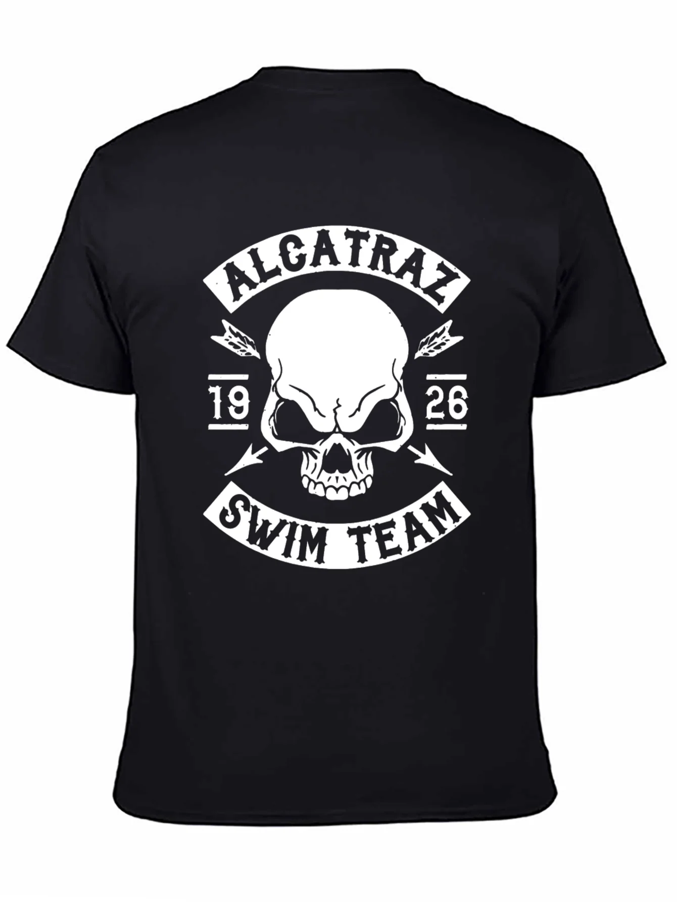 Alcatraz Swim Team Black T-Shirt - Skull Graphic